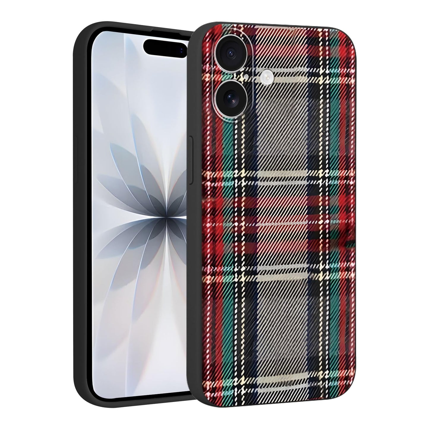 Merry Christmas Plaid Checkered Phone Case for iPhone 11 6.1", Cute Xmas Case Red Grey Scottish Tartan Grid Stripe Pattern Design Cover Shockproof Soft Silicone Protective Funda for Girl Women