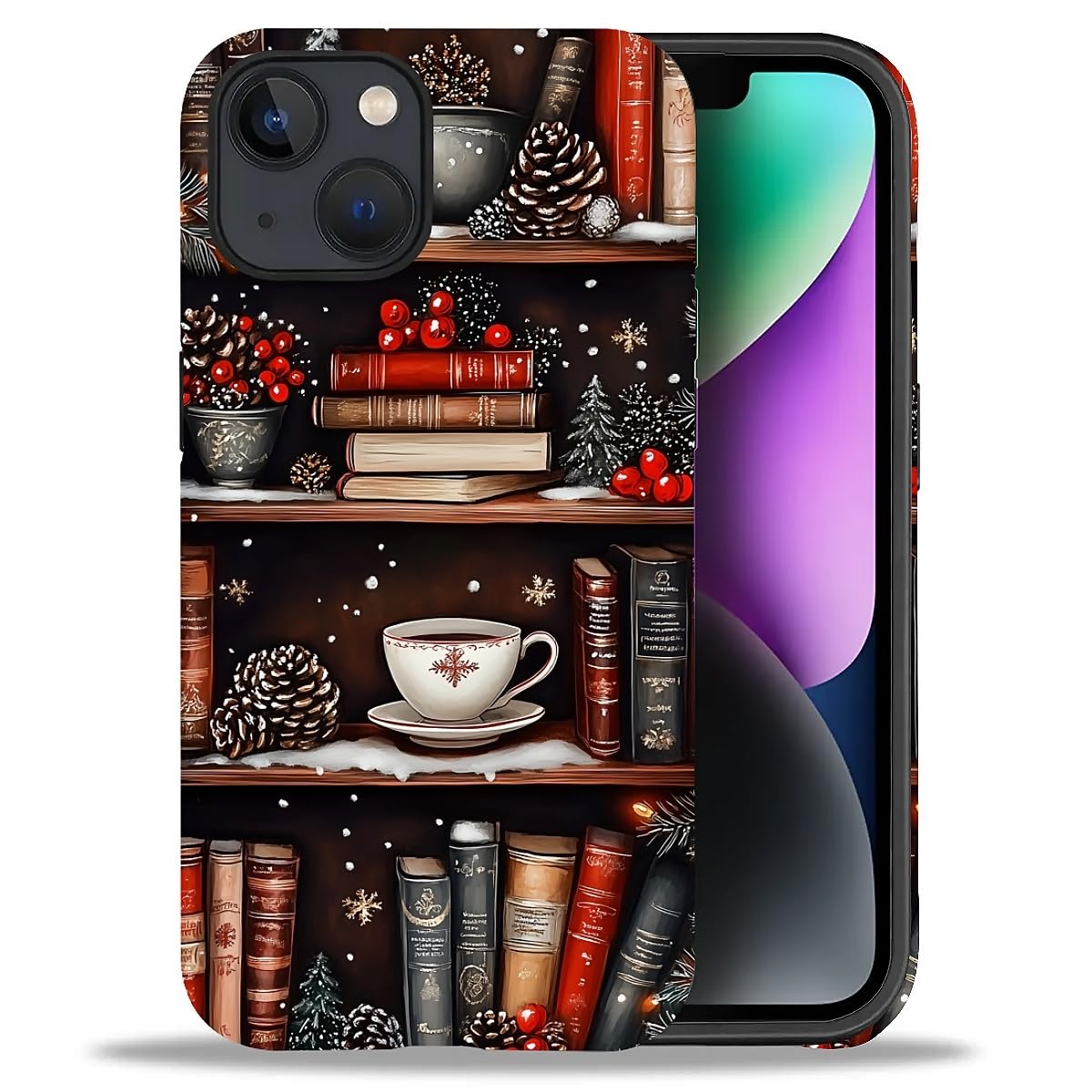 Case for iPhone 17,Drop Protection Hybrid 2-Layer Hard Phone Cover-Vintage Christmas Stamps Collage