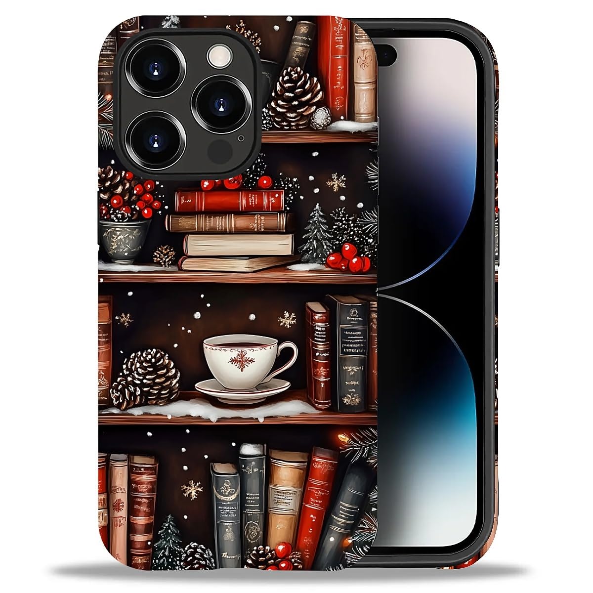 Case for iPhone 17,Drop Protection Hybrid 2-Layer Hard Phone Cover-Vintage Christmas Stamps Collage