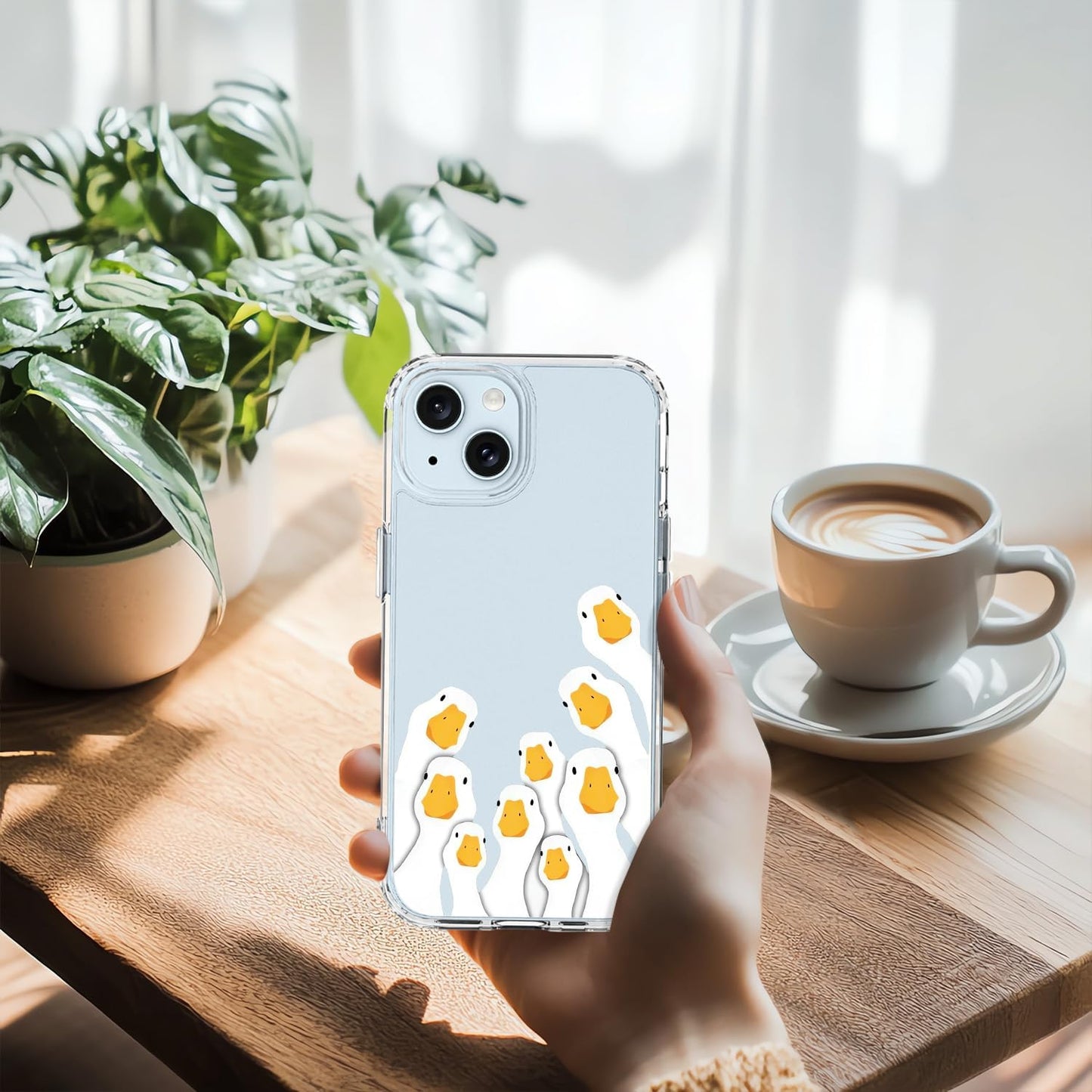 JOYLAND Funny Goose Case for iPhone 15 Cartoon Animal Cute Design Clear Cell Phone Case Acrylic Hard Back Slim Cover Shockproof Protective Cover for iPhone 15 6.1 Inch