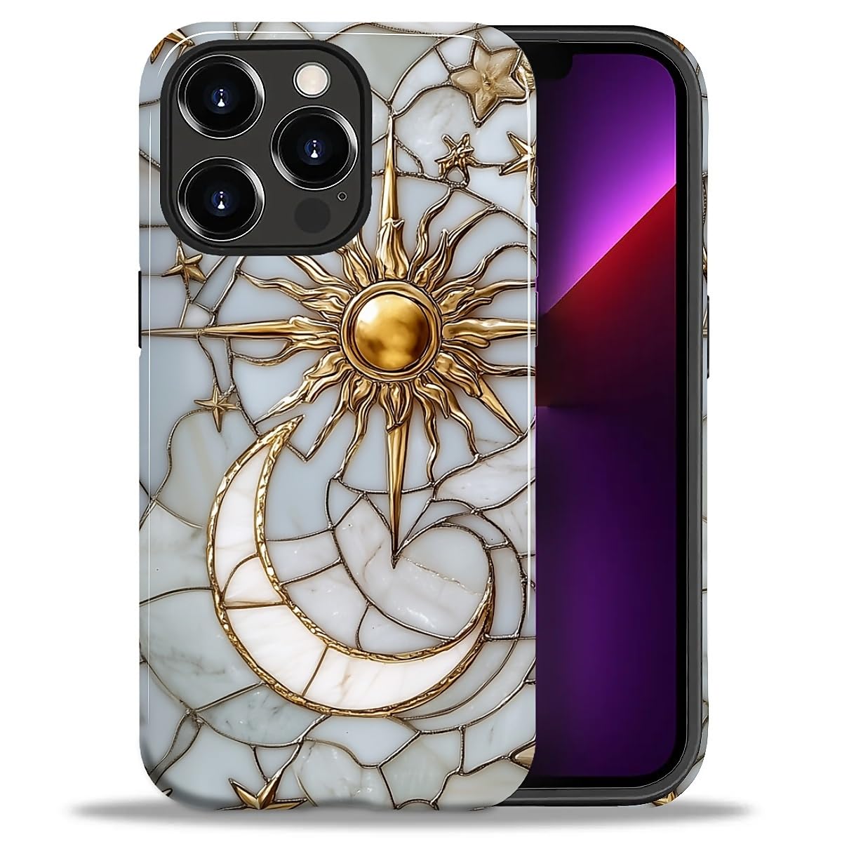 DAIZAG Case for iPhone 13 iPhone 14, Christmas Coffee Snowflake Cane Full-Body Design Hybrid Dual Protection Soft TPU + Hard PC, Shockproof Scratch-Resistant Protective Cover Phone Case for Men Women