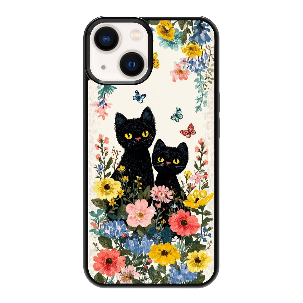 Black Cat Indoor Jungle Potted Plants Bookshelf Dark Green Botanical Urban Forest Phone Case, Shockproof Protective Cover for iPhone 11 12 13 14 15 16 17 Pro Max Plus Mini XR 7 8 SE