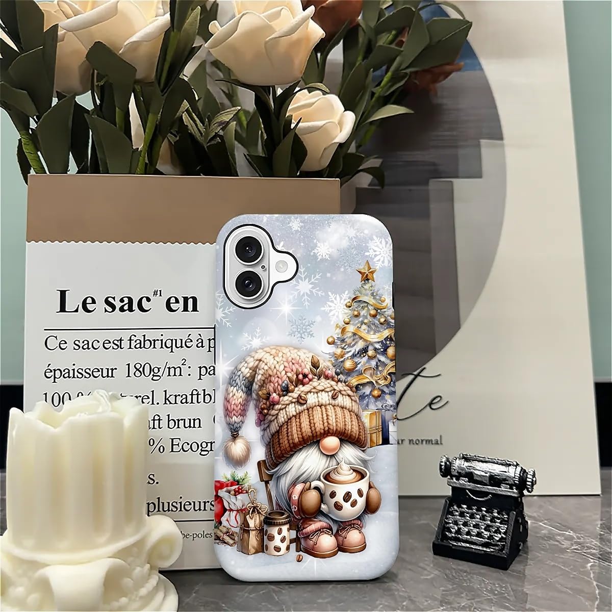 Case Compatible with iPhone 16,Christmas Decorations-Santa Claus Hybrid 2-Layer Hard Shell+Silicone Double Protective Scratch-Resistant Shockproof Case for iPhone 16