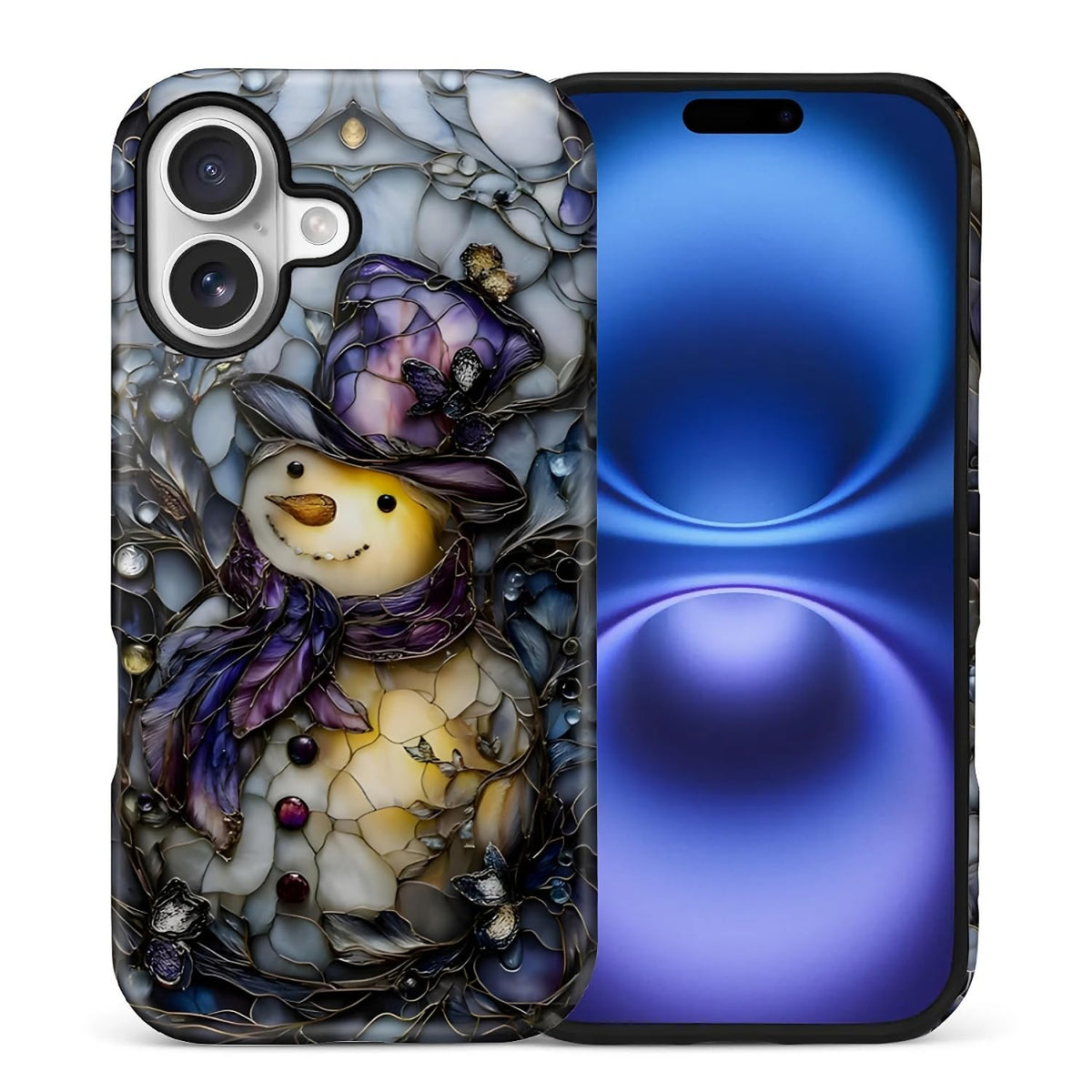 Case for iPhone 17,Drop Protection Hybrid 2-Layer Hard Phone Cover-Vintage Christmas Stamps Collage