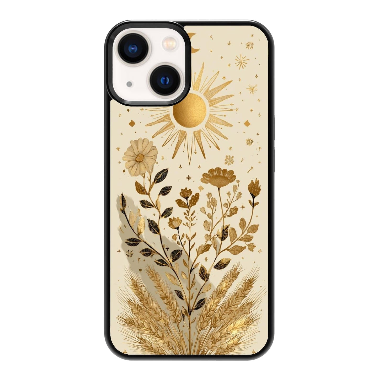 Dark Botanical Wildflower Forest Green Leaf White Blossom Nature Art Phone Case, Shockproof Protective Cover for iPhone 11 12 13 14 15 16 17 Pro Max Plus Mini XR 7 8 SE
