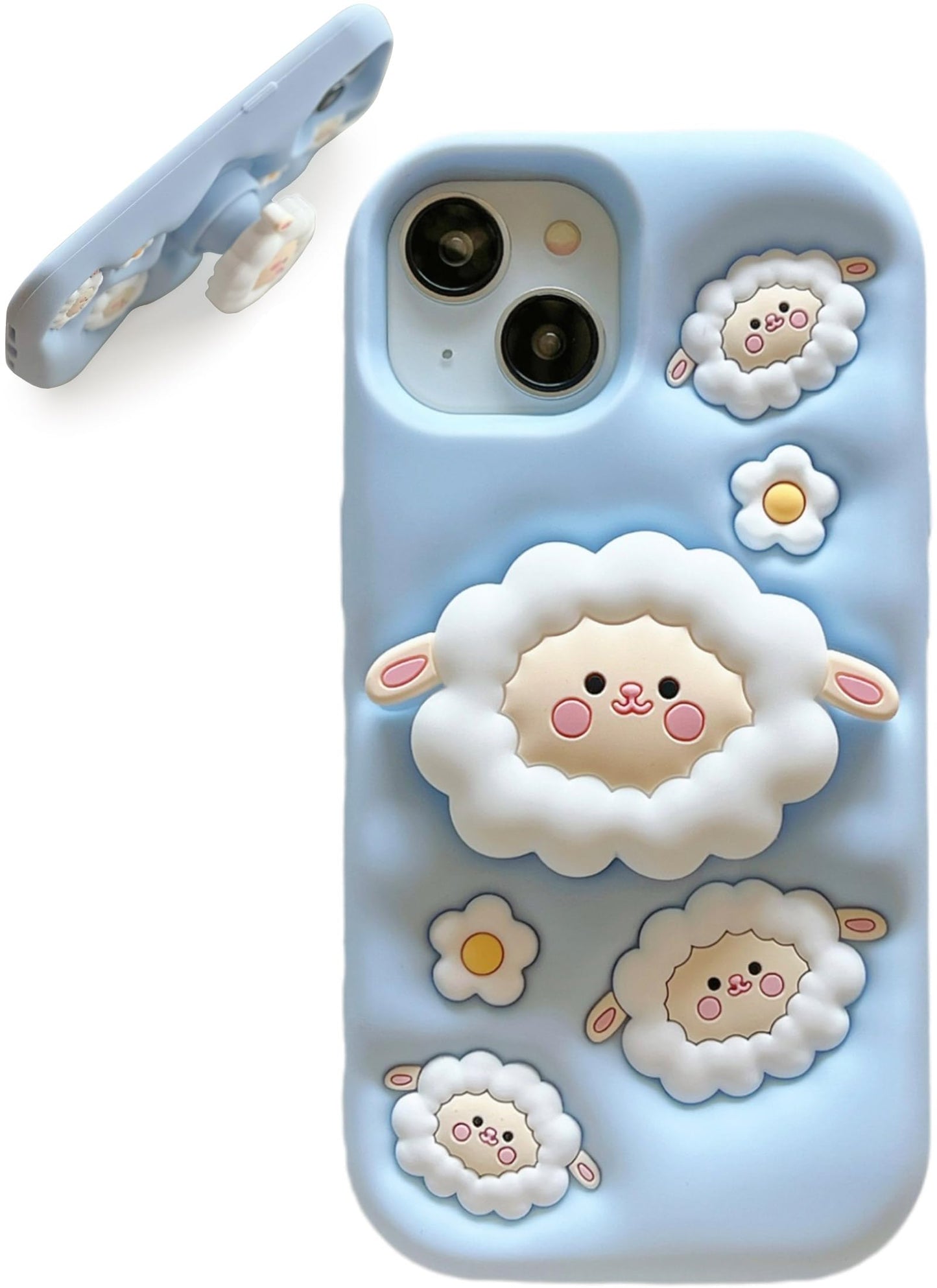 for iPhone 17 Pro Max Case, Kawaii Teddy Bear Pop-Up Grip for Girls | Makes Mirror Selfies Sweeter, Cute Girly 3D Animal Style with Stand, Soft Silicone Drop Protection
