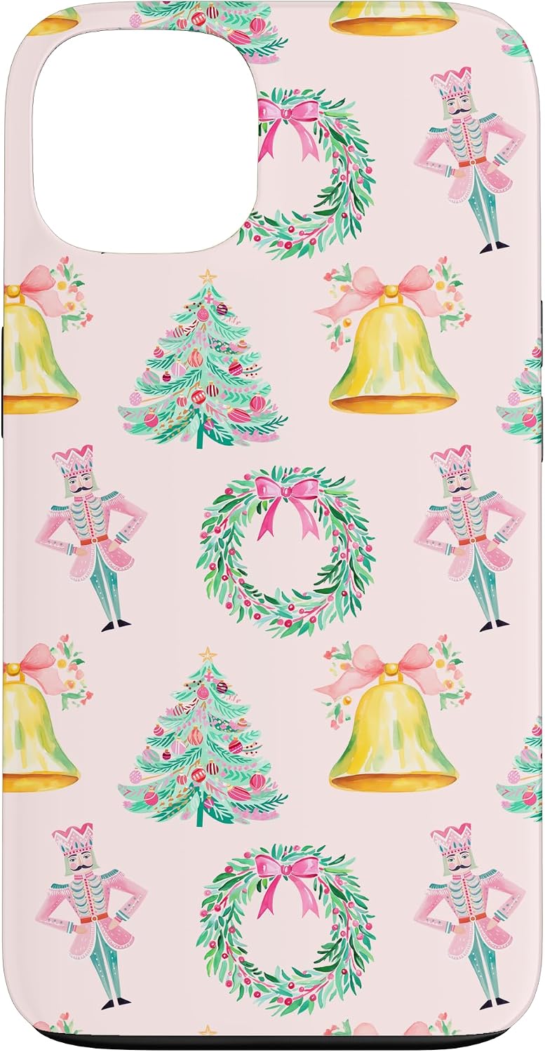 Preppy Pink Christmas Nutcracker Print Case for iPhone 15