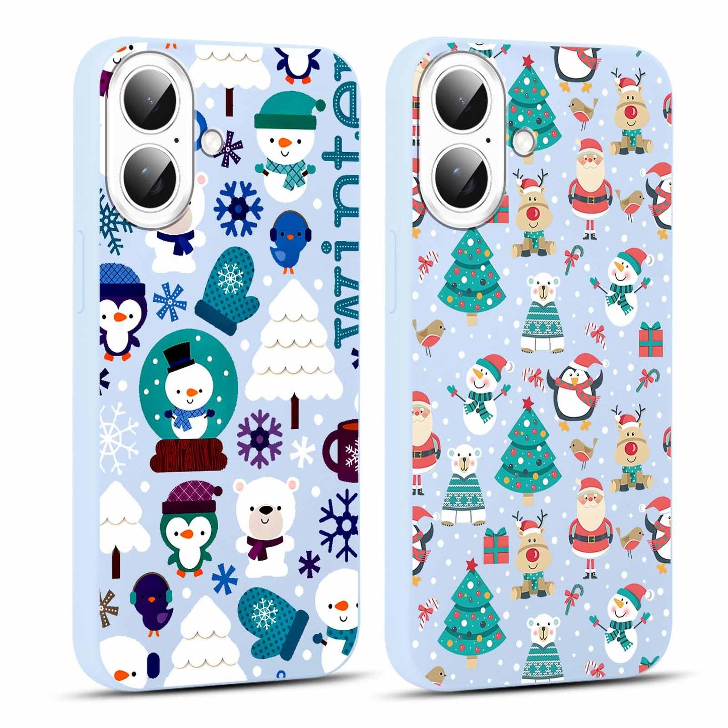 2 Pack Merry Christmas Phone Case for iPhone 16 6.1", Cute Xmas Christmas Tree Pattern Case with Candy Design Christmas Decorations Gifts Shockproof Soft Silicone Cover for Girl Women