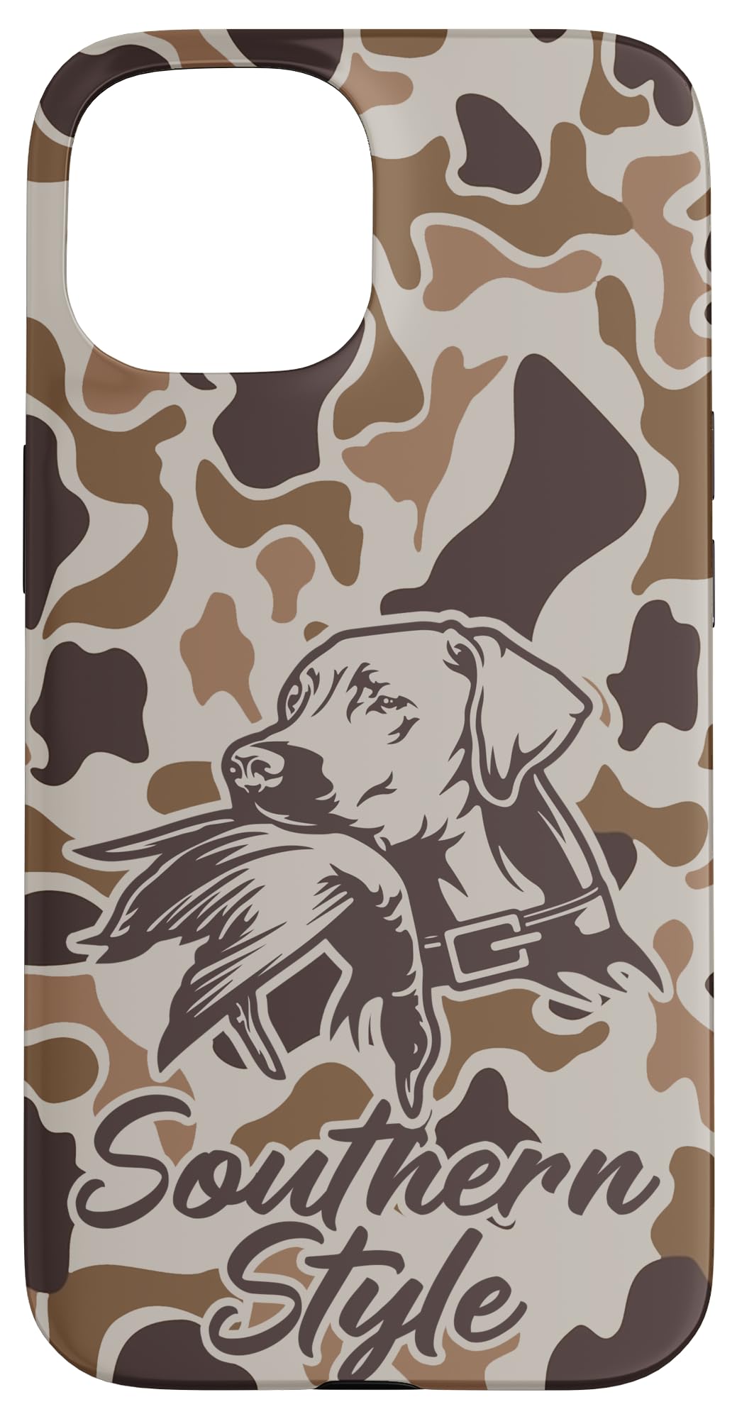 iPhone 15 Old School Camo Southern Style Duck Hunters with Dog Case