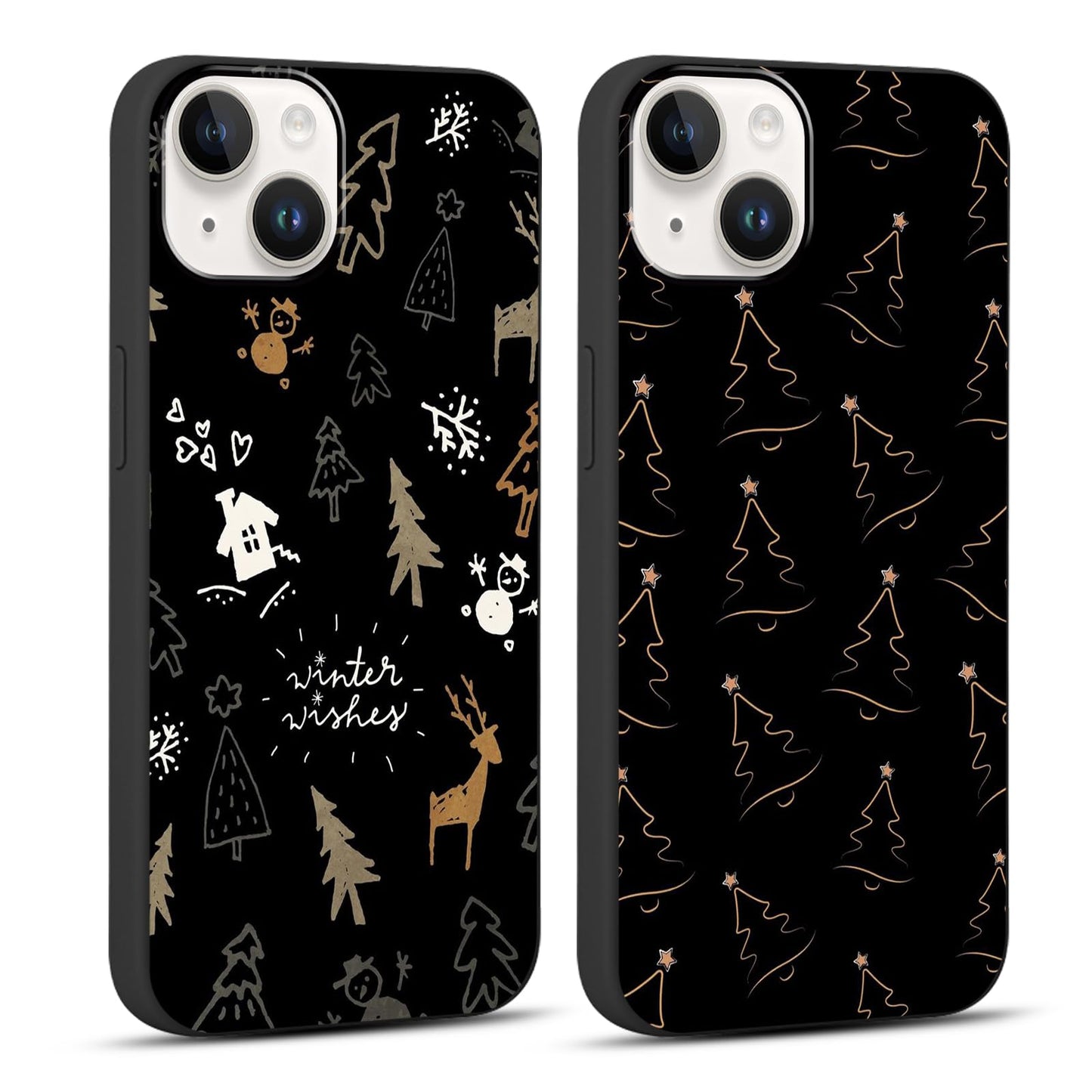 2 Pack Merry Christmas Phone Case for iPhone 13 / iPhone 14 6.1", Cute Red Christmas Truck Car Tree Candy Snowflake Pattern Case Anti-Scratch Shockproof Soft Silicone Gifts Girl Women Cover