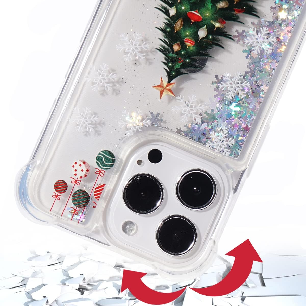 Glitter Christmas Case Compatible with iPhone 14 Pro Glitter Case Christmas Tree Clear Soft TPU Rubber Bumper Girly Women Cute Liquid Holiday Case for iPhone 14 Pro 6.1 inch (Christmas Tree)