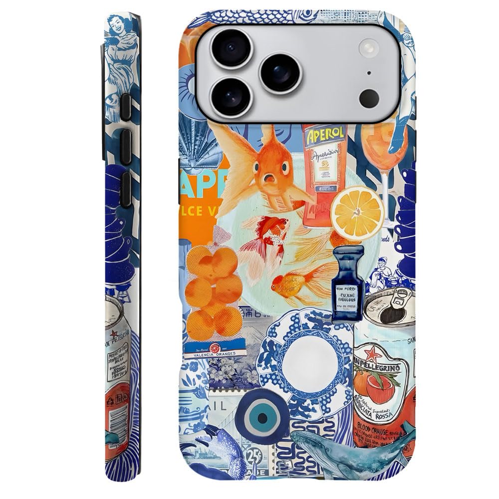 Case Compatible with iPhone 17 Pro,Fall Prevention Hybrid 2-Layer Hard Shell Phone Cover for Girls Boys,Collage European Disco