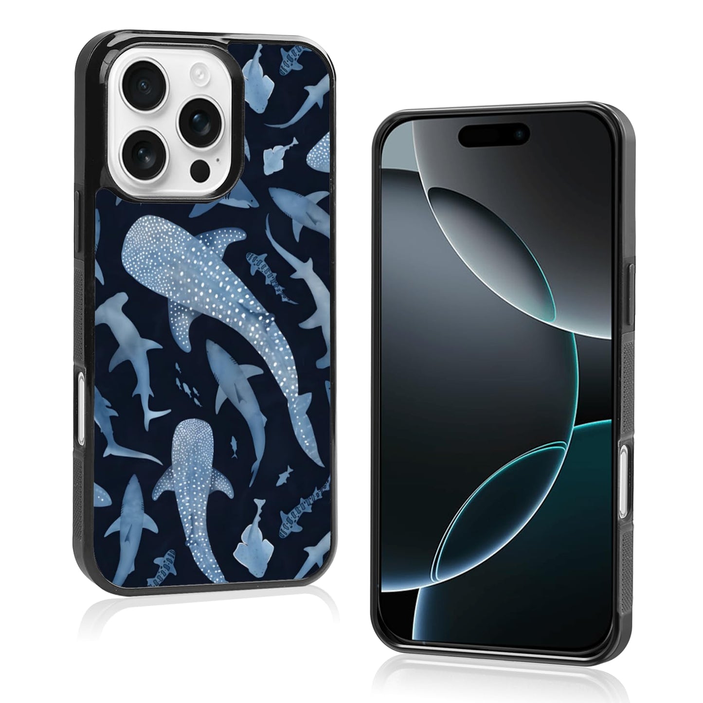 Cute Blue Shark Aesthetic Phone Case for iPhone 14 & 13 Case for Women Teen Girls Kids Girls -6.1Inch