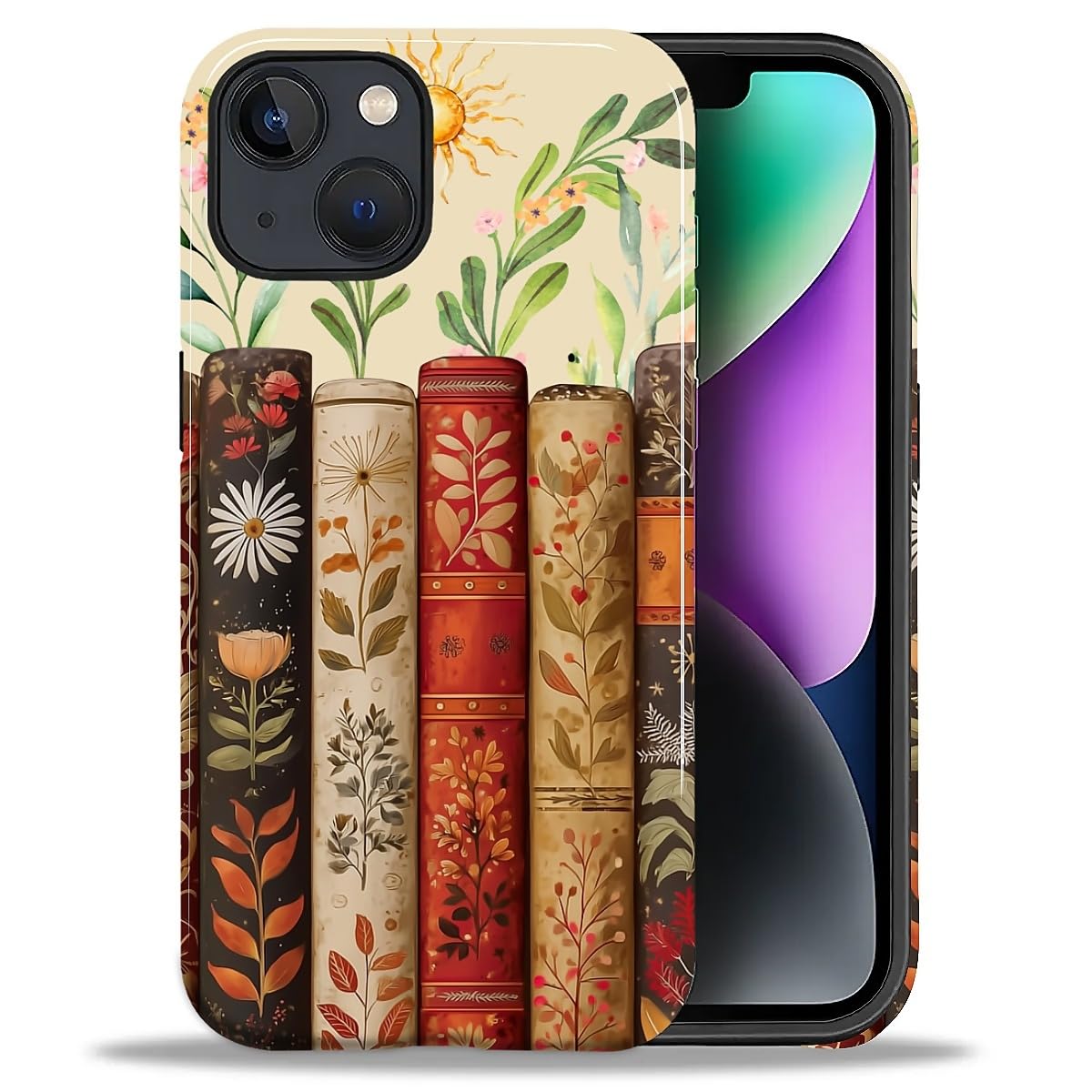 DAIZAG Case for iPhone 13 iPhone 14, Christmas Coffee Snowflake Cane Full-Body Design Hybrid Dual Protection Soft TPU + Hard PC, Shockproof Scratch-Resistant Protective Cover Phone Case for Men Women