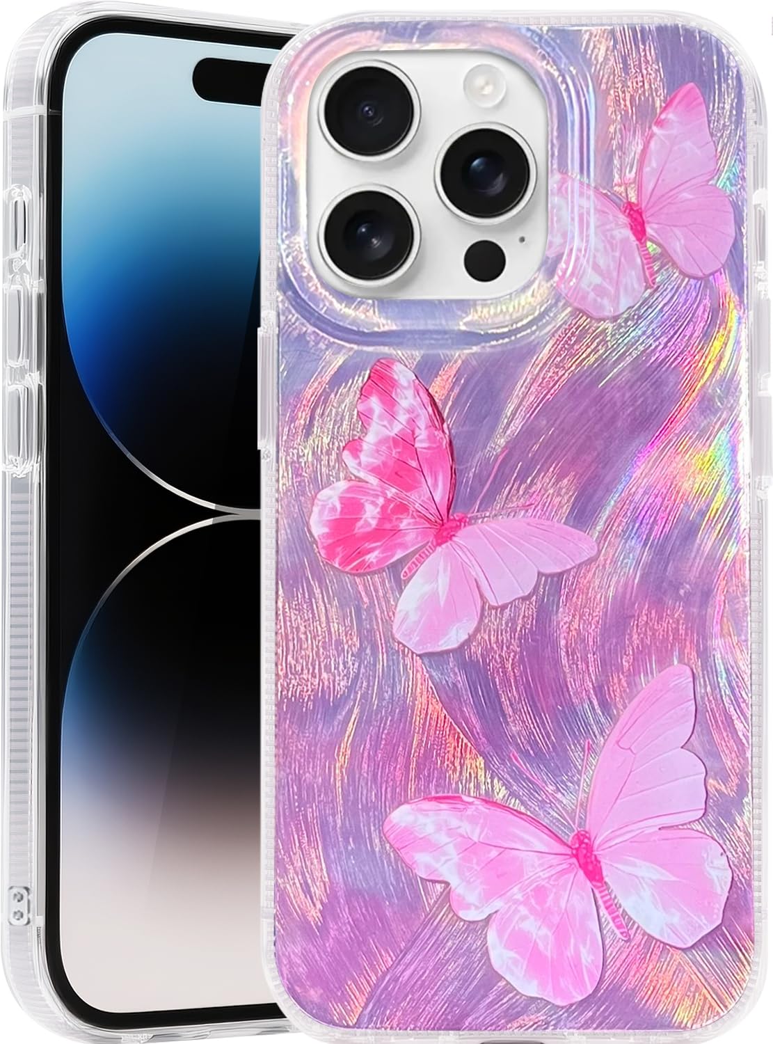 Compatible with iPhone 17 Case,with [Soft Slim][Camera Protection] Cute Fishing Cats Shiny Aesthetic Phone Cover Anti-Yellowing Shockproof Protective Cover for Women Girl