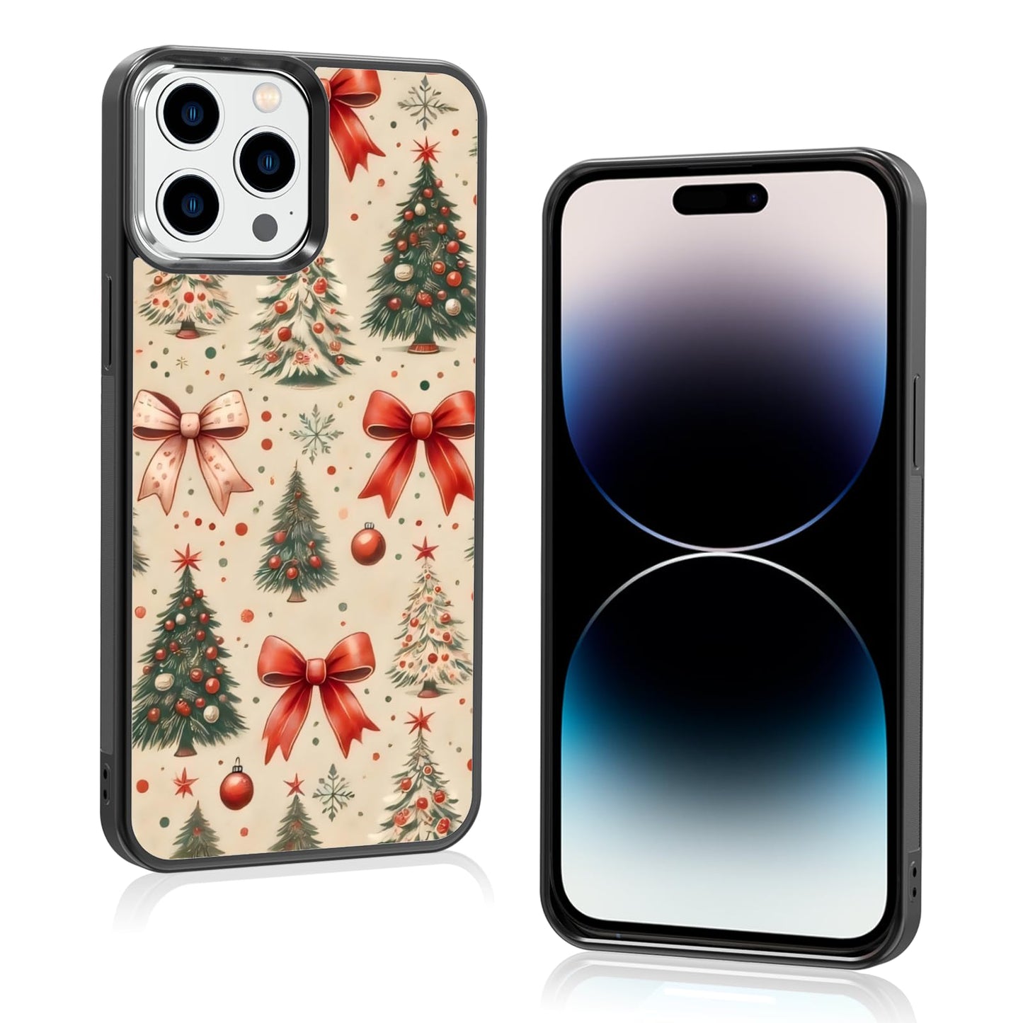 Cute Christmas Tree Bow Phone Case: Kawaii Winter Non-Slip Design Compatible with iPhone 13./14 Case for Women & Girl（14）