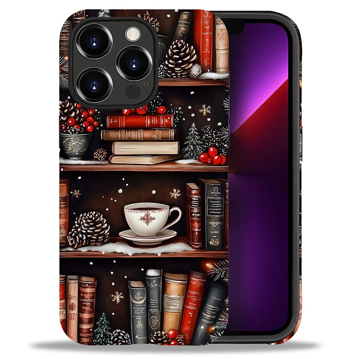 Case for iPhone 17,Drop Protection Hybrid 2-Layer Hard Phone Cover-Vintage Christmas Stamps Collage