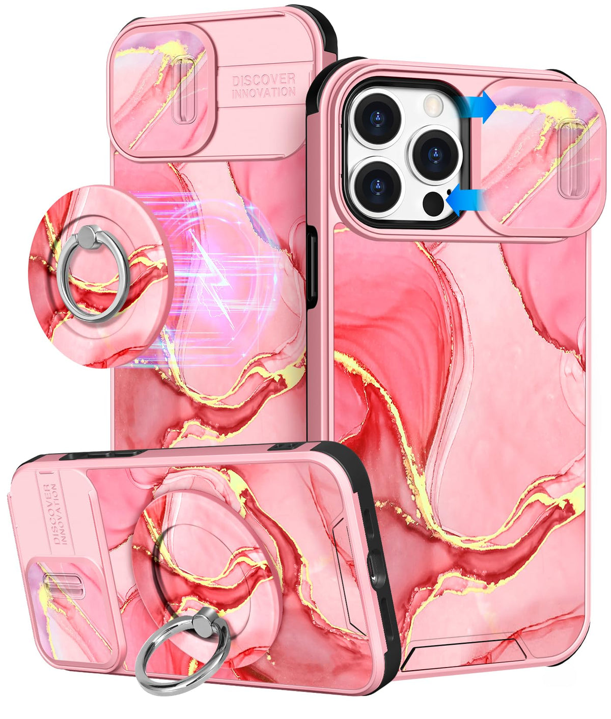 Buleens for iPhone 17 Pro Max Case 6.9 Inch - with Ring Stand & Camera Cover Aesthetic Cute Designed for Women Girls Girly Cartoon Kawaii Dogs Phone Case for iPhone 17 Pro Max Compatible with Magsafe