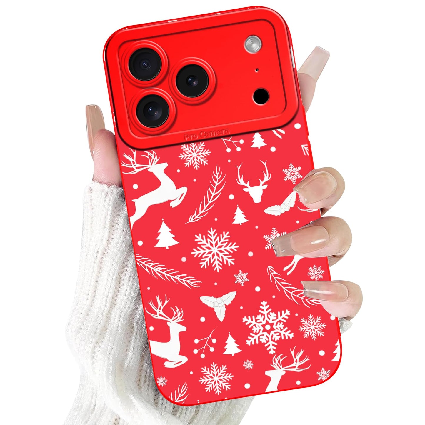 Merry Christmas Phone Case for iPhone 16 6.1，Cute Silicone Case with Xmas Tree Snowflakes, Elk Pattern，Soft Protective Shockproof Gifts for Girls Women Men Boys-Red White Snowflake