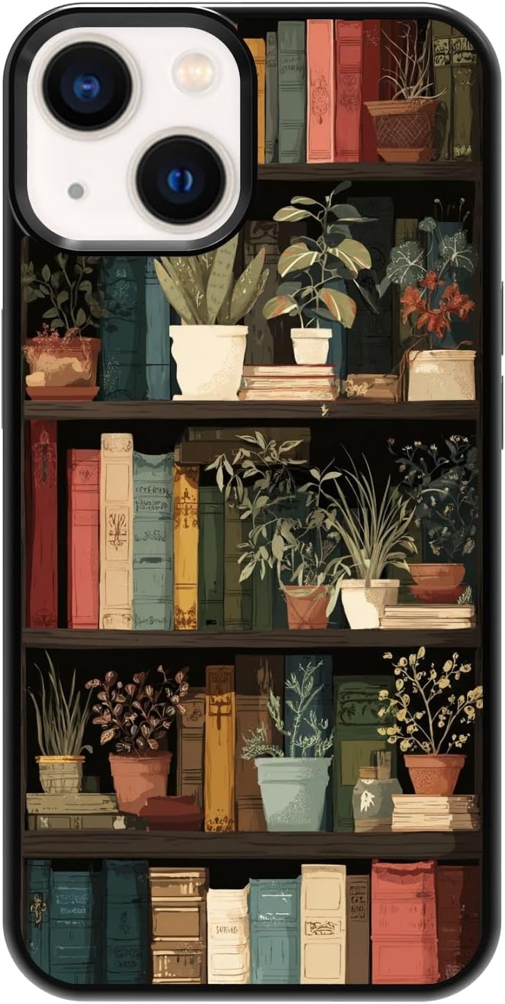 Plant Parent Bookshelf Botanical Greenery Library Phone Case, Shockproof Protective Cover for iPhone 11 12 13 14 15 16 17 Pro Max Plus Mini XR 7 8 SE