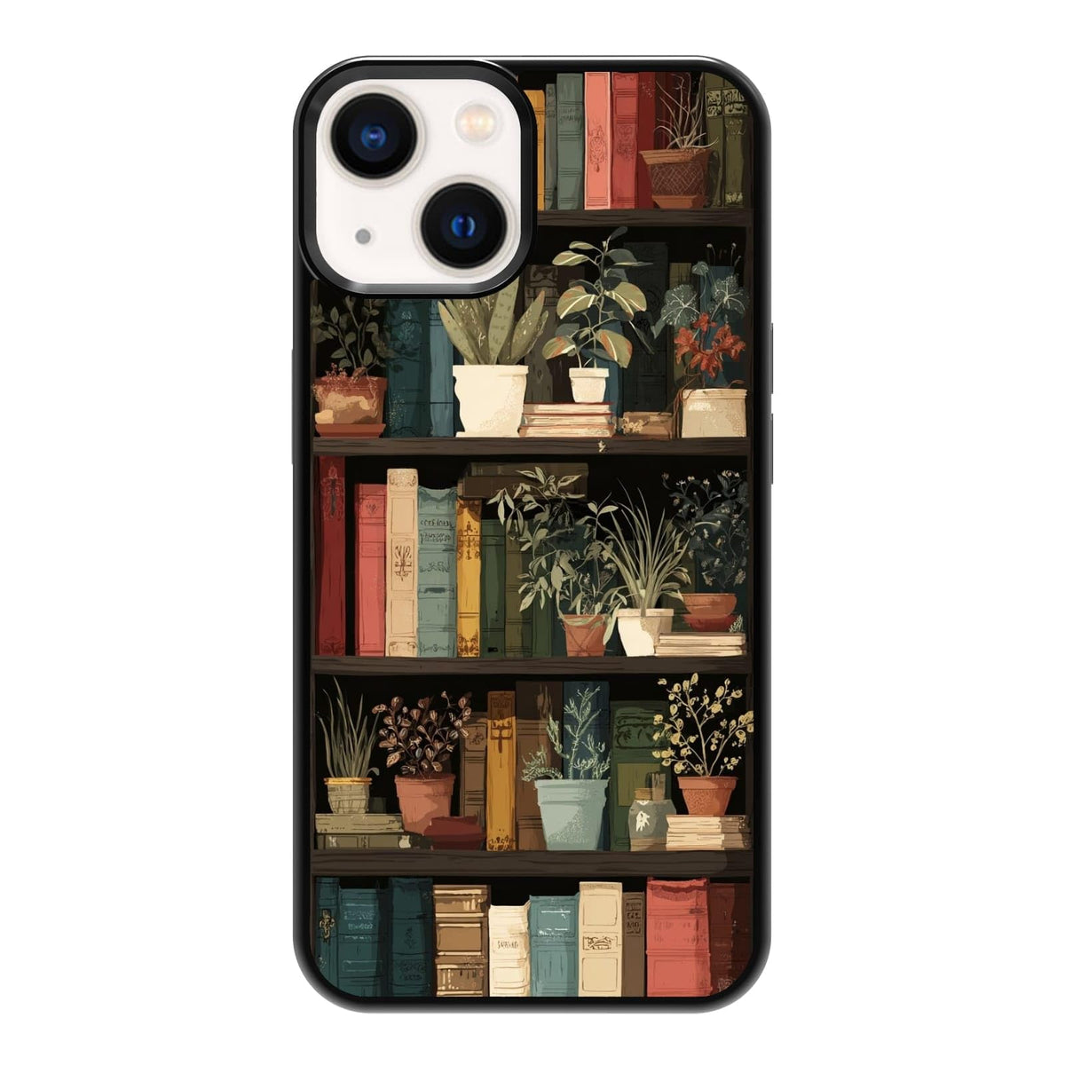 Plant Parent Bookshelf Botanical Greenery Library Phone Case, Shockproof Protective Cover for iPhone 11 12 13 14 15 16 17 Pro Max Plus Mini XR 7 8 SE