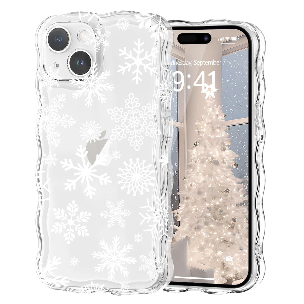 Christmas Phone Case for iPhone Air Wavy Clear Xmas,Candy Cane | Cute Curly Wavy Merry Xmas Pattern Case Clear Santa Snowman Elk Cover for Girls Kids Women Slim Protective Cover
