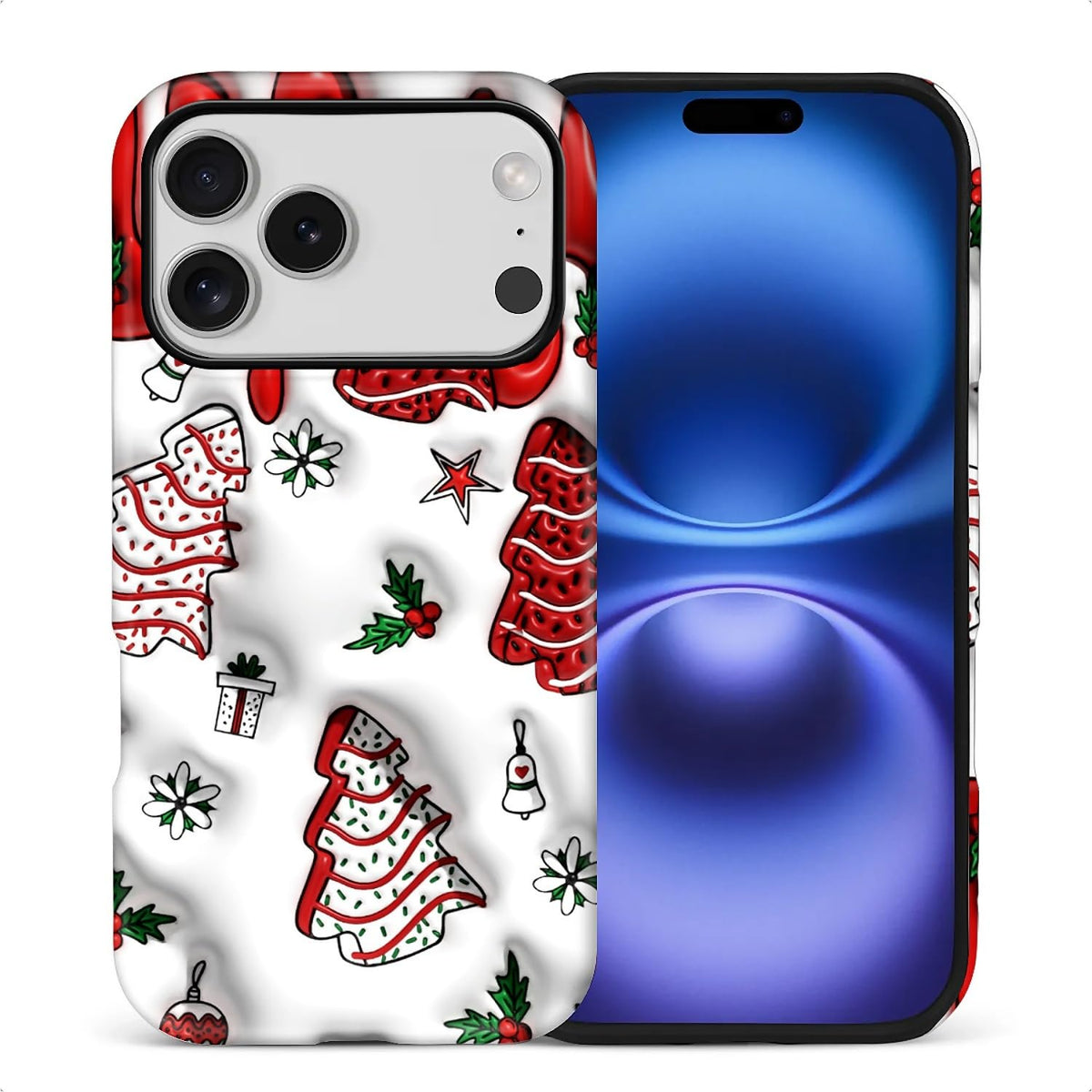 Case for iPhone 17,Drop Protection Hybrid 2-Layer Hard Phone Cover-Vintage Christmas Stamps Collage