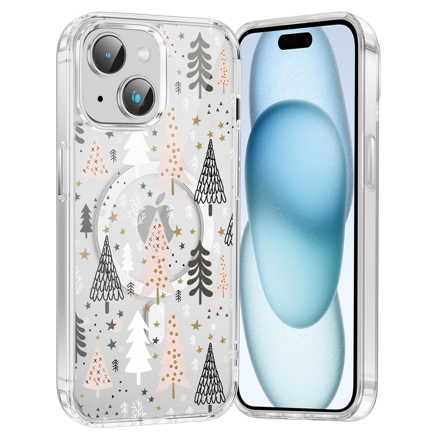 Merry Christmas Snowflake Phone Case for iPhone 13 / iPhone 14 Xmas Clear Magnetic Case 6.1", Compatible with Magsafe, Cute Winter Pattern Design Cover Shockproof Soft TPU Funda for Girl Women