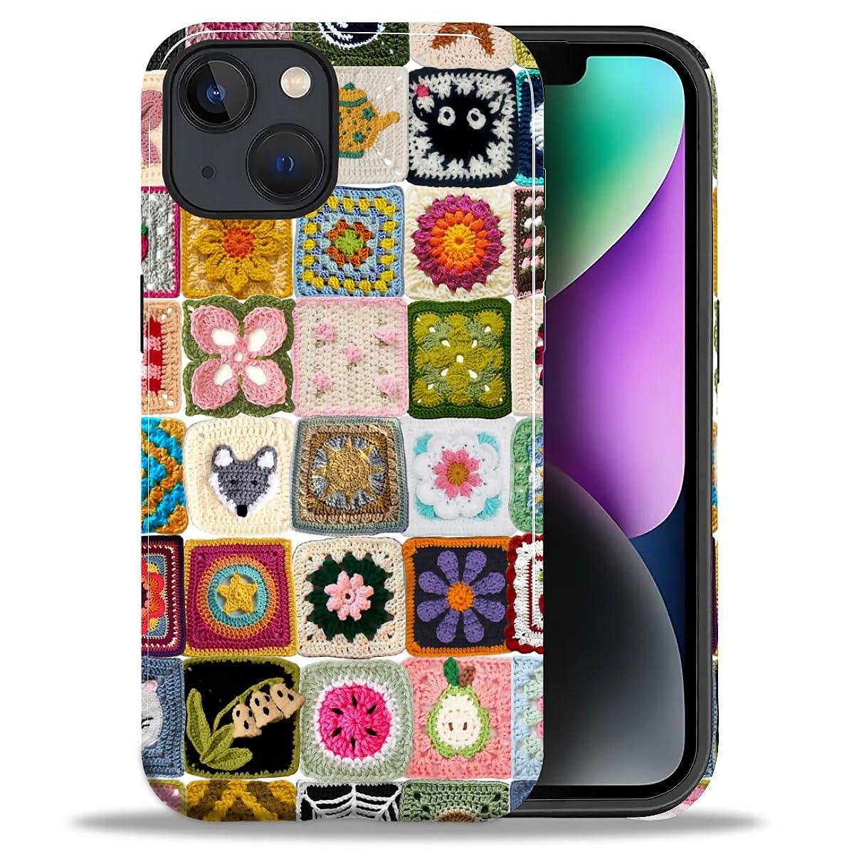 DAIZAG Case for iPhone 13 iPhone 14, Christmas Coffee Snowflake Cane Full-Body Design Hybrid Dual Protection Soft TPU + Hard PC, Shockproof Scratch-Resistant Protective Cover Phone Case for Men Women