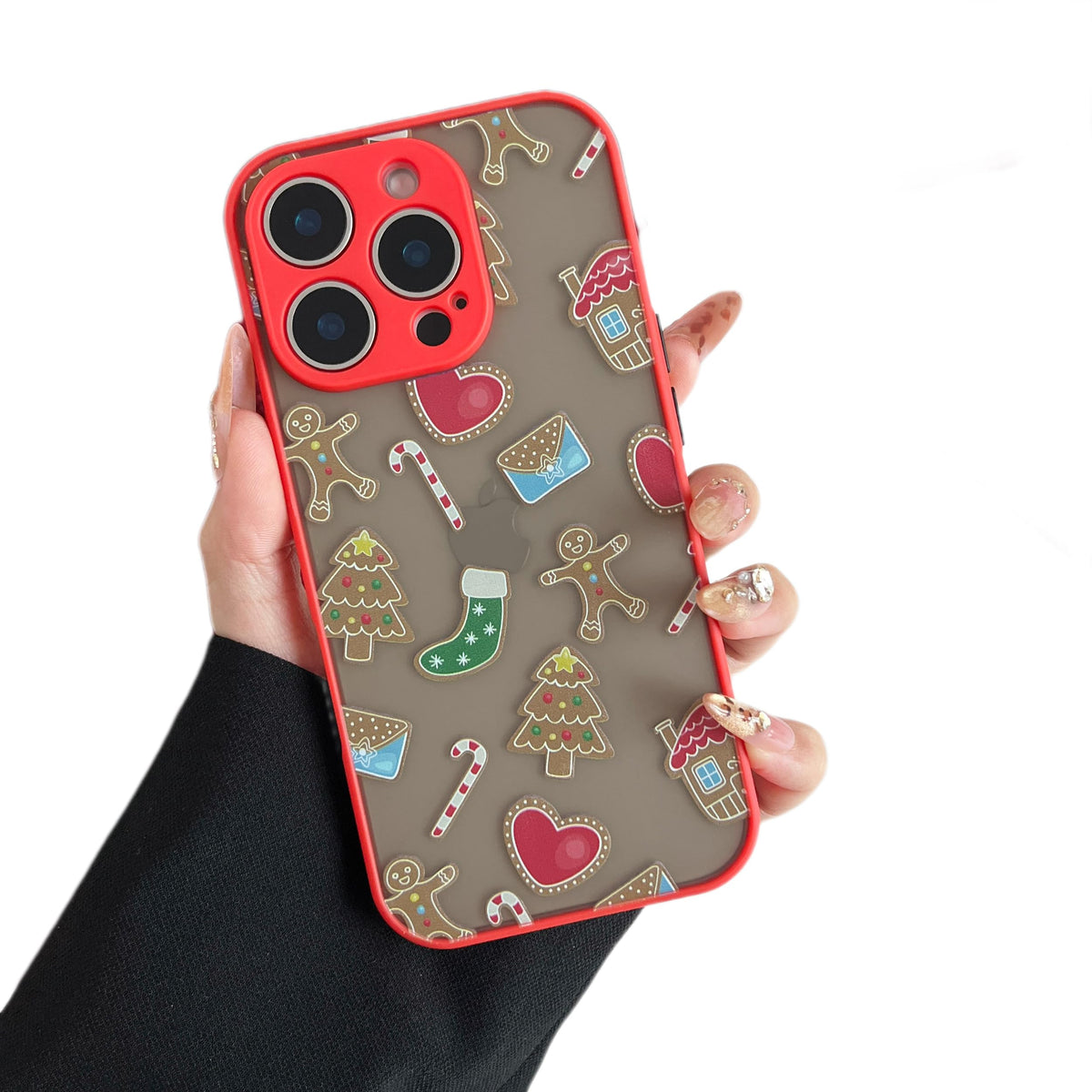 ZTOFERA Christmas Case for iPhone 15,Cute Merry Christmas Pattern Phone Case Gifts Translucent Silicone Hard PC +TPU Bumper Shockproof Protective Cover for iPhone 15 6.1 inch-Gingerbread Man