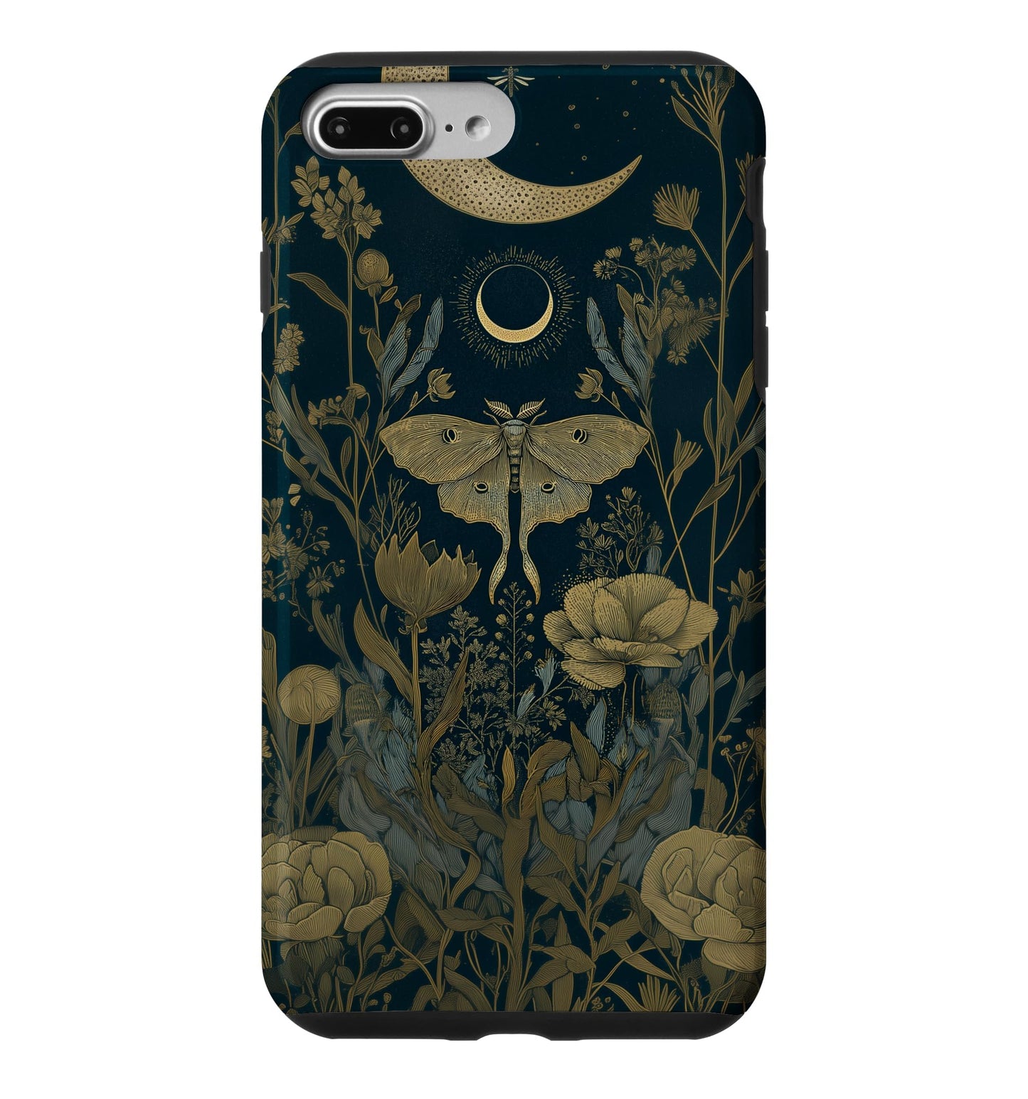 Luna Moth Wildflower Plant Pattern Sage Green Celestial Case for iPhone 13