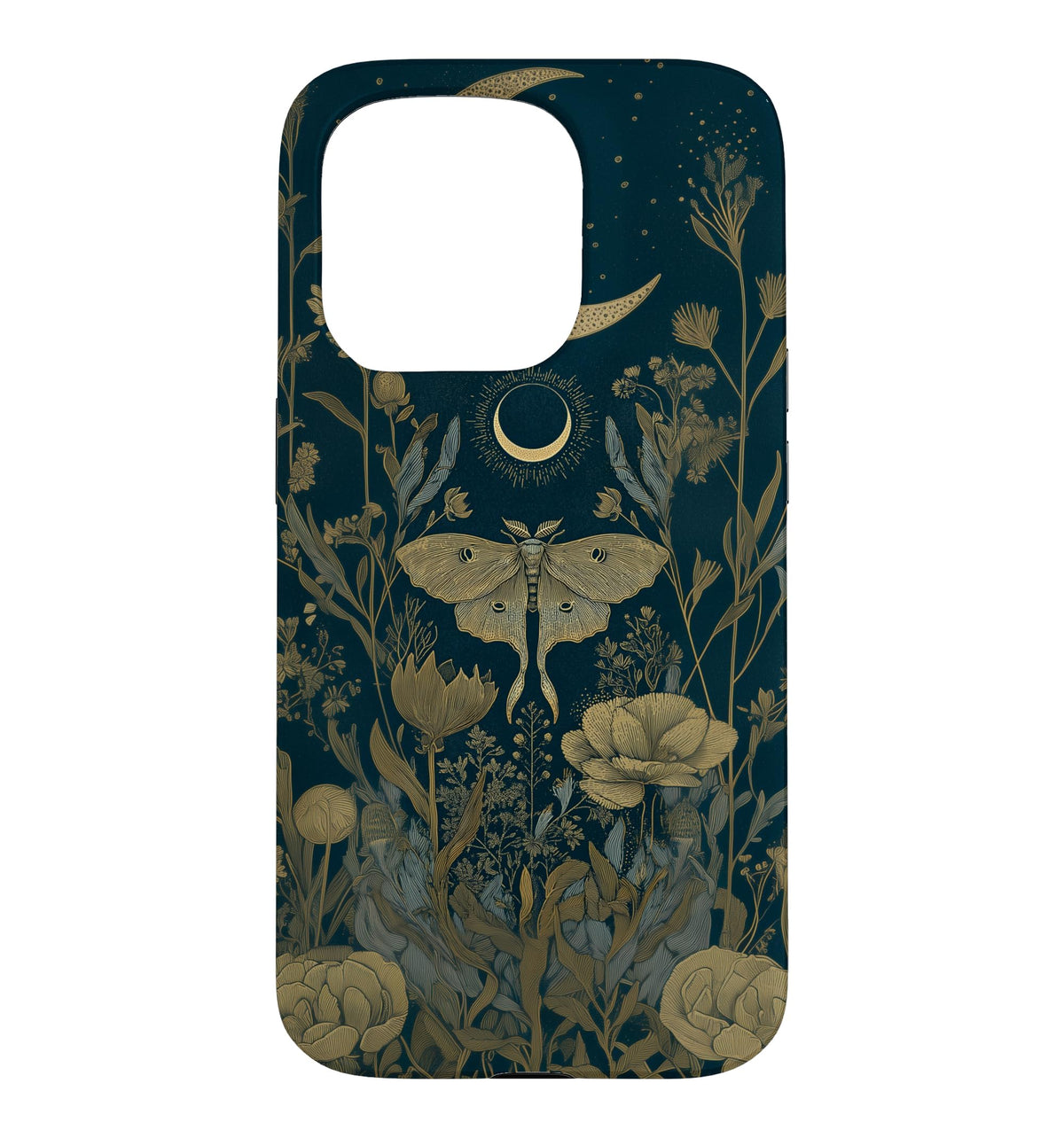 Luna Moth Wildflower Plant Pattern Sage Green Celestial Case for iPhone 13