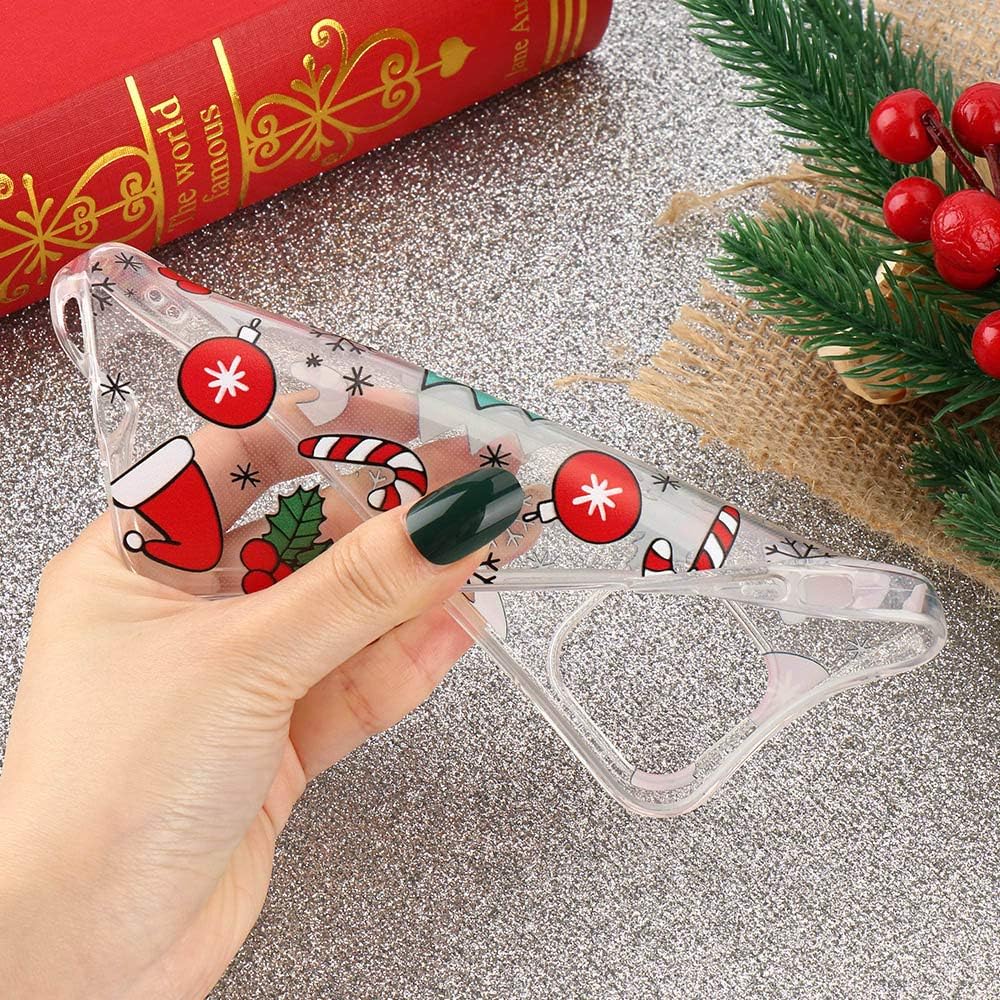 LCHULLE for iPhone 12/12 Pro Christmas Case Xmas Santa Holiday Clear Case | Cute Transparent Design for Women Men Kids, Slim Fit Soft TPU Silicone Shockproof Protective Back Cover - Xmas Tree