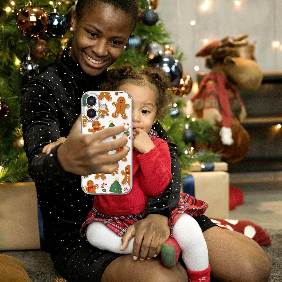 for iPhone 16 Christmas Case Cute Xmas Tree Clear - Gingerbread Man | Xmas Santa Girly Women Girls Kids Snowflakes Candy Winter Holiday Festival Gifts Trendy Soft Protective Cover