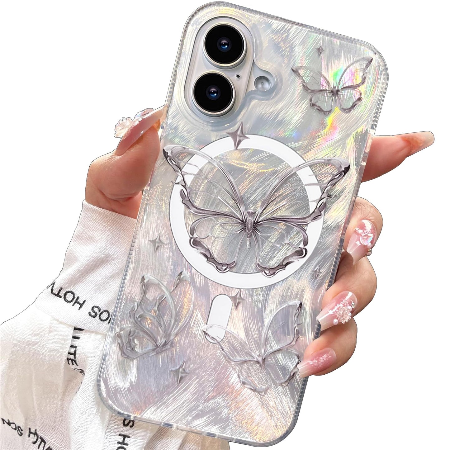 for iPhone 13 Case & iPhone 14 Case Shiny black cat-Purple Design,Cute trendy Soft Slim TPU Shockproof Protective Bumper adorable Phone Cases Cover for Women Girls Aesthetic,iphone 14/13 6.1"