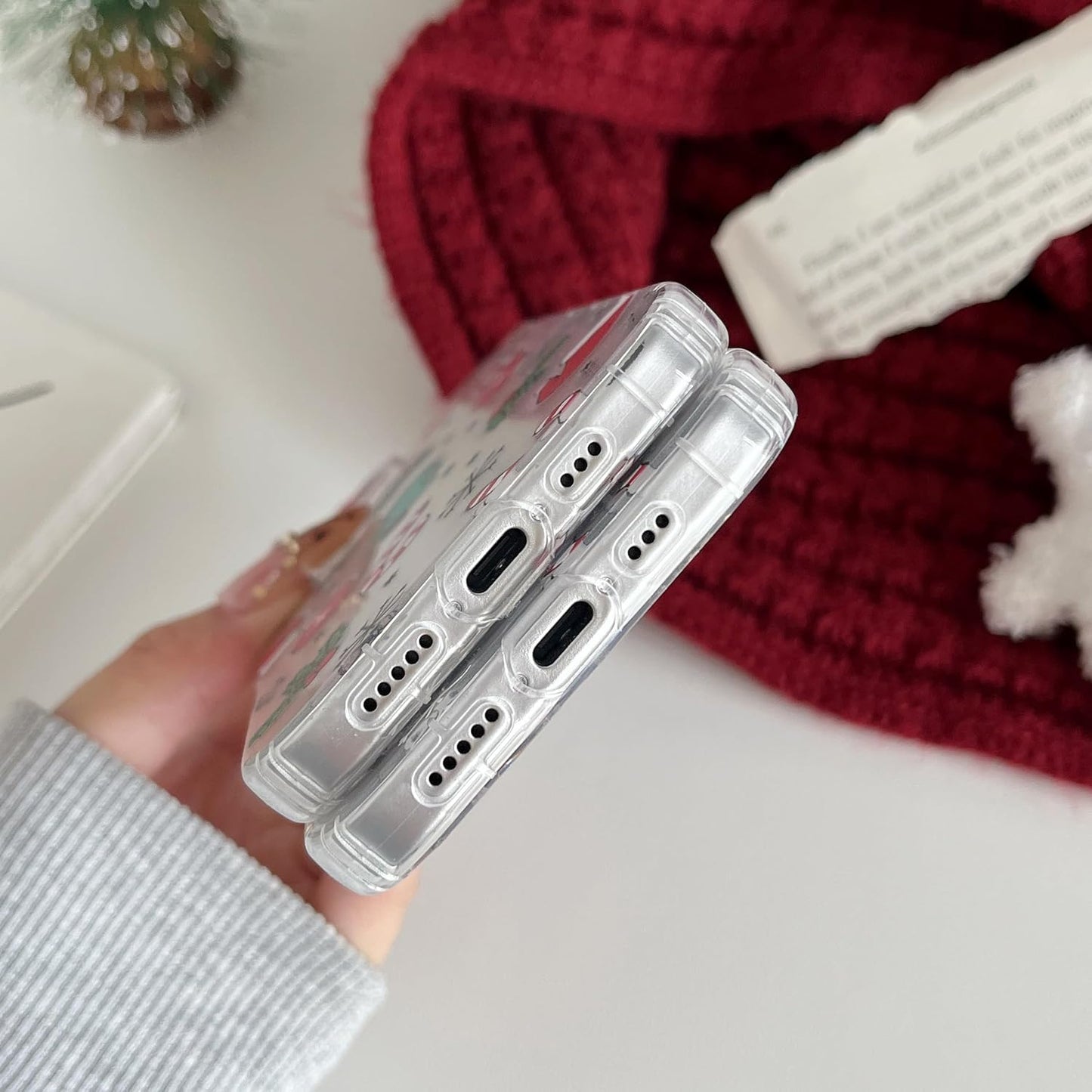 RALEAVO for iPhone 16 Christmas Case Clear Cute Snowflakes Pattern,White | for iPhone 16 Case Christmas Cute Snowflakes Design,Winter Holiday Cover,Transparent Soft TPU Shockproof Protective