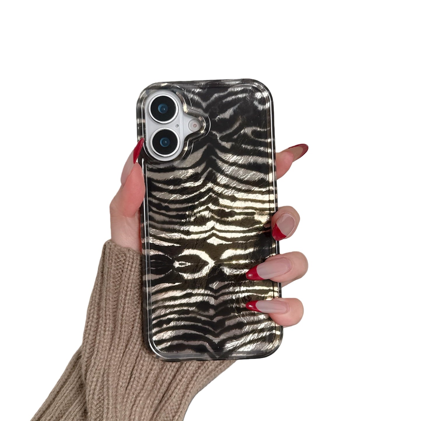for iPhone 17 Pro Glitter Leopard Print Phone Case, Sparkly Cheetah Animal Pattern Clear Soft TPU Shockproof Protective Cover for Women Girls (Zebra Stripe, for iPhone 17 Pro)