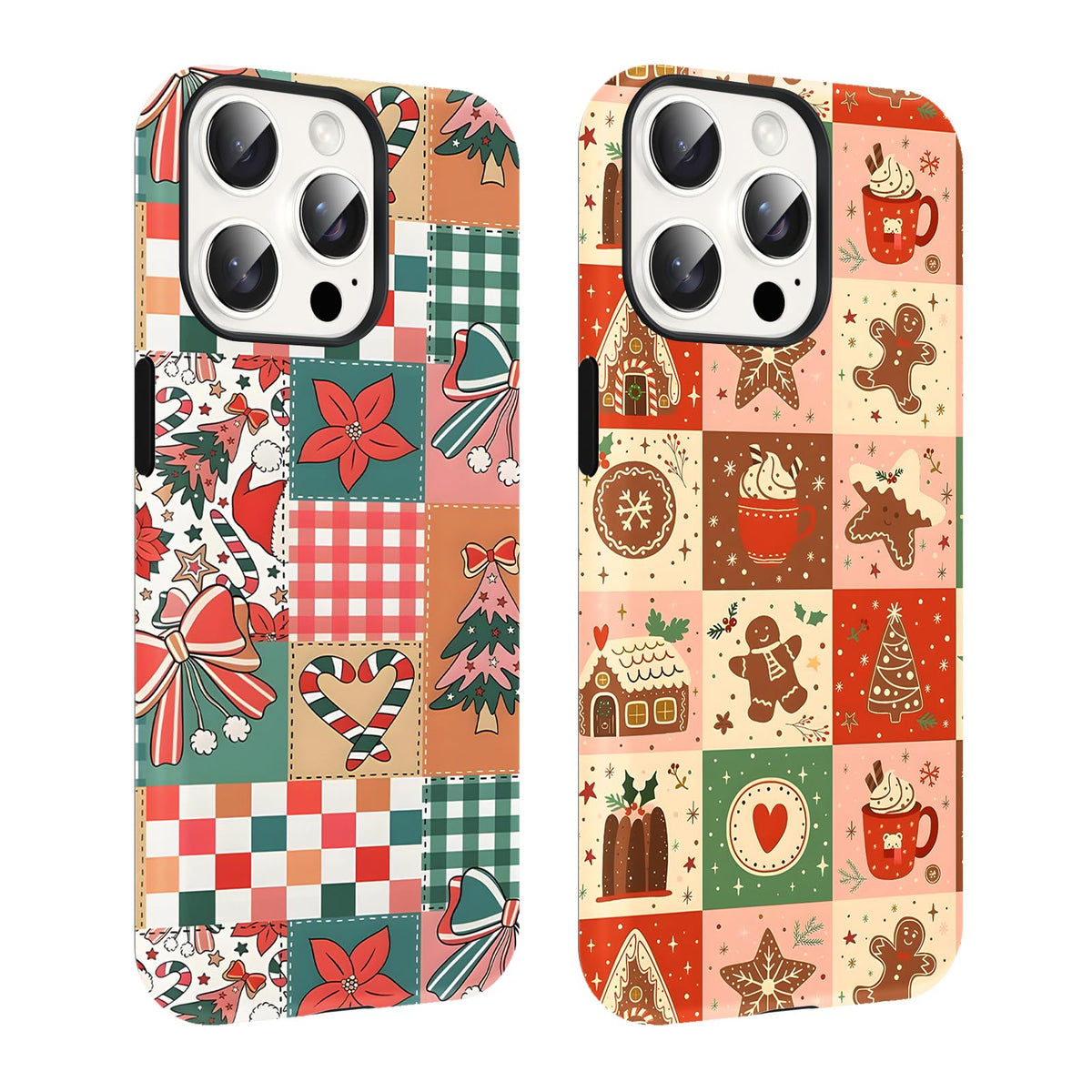 2 Pack Merry Christmas Tree Phone Case for iPhone 13 / iPhone 14 Case 6.1", Cute Xmas Snowflake Pattern Design Phone Cover Hard PC Shockproof Soft TPU Matte Protection Funda for Girls Women