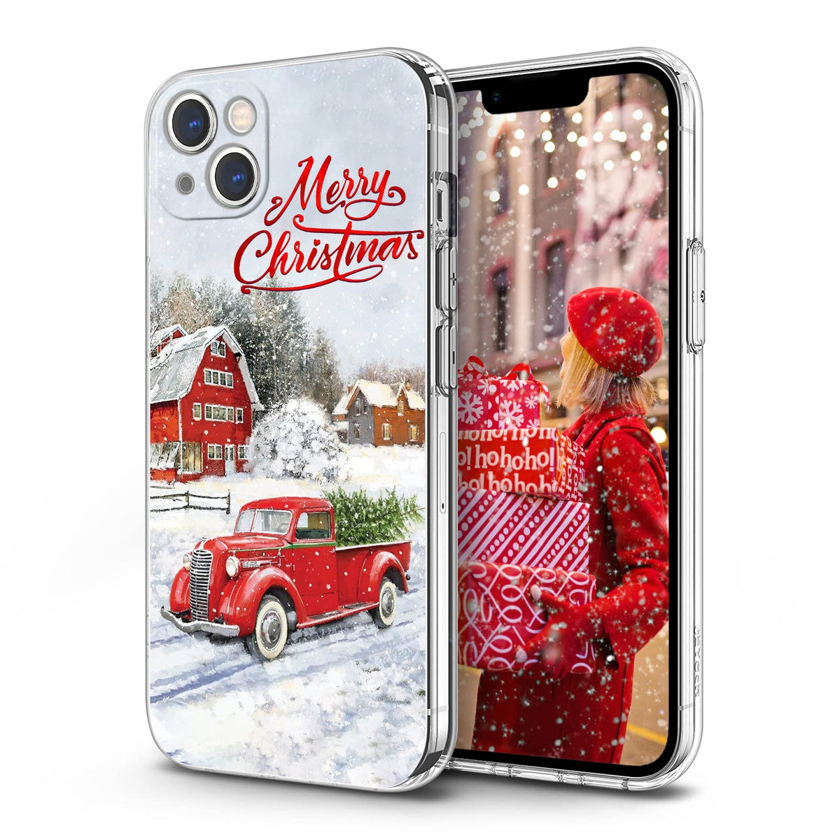 Newseego for iPhone 16 Case, Cute Red Car Pattern Merry Christmas Phone Case for Women Girls Children Anti-Yellow Soft TPU Bumper Shockproof Protective Cover for iPhone 16