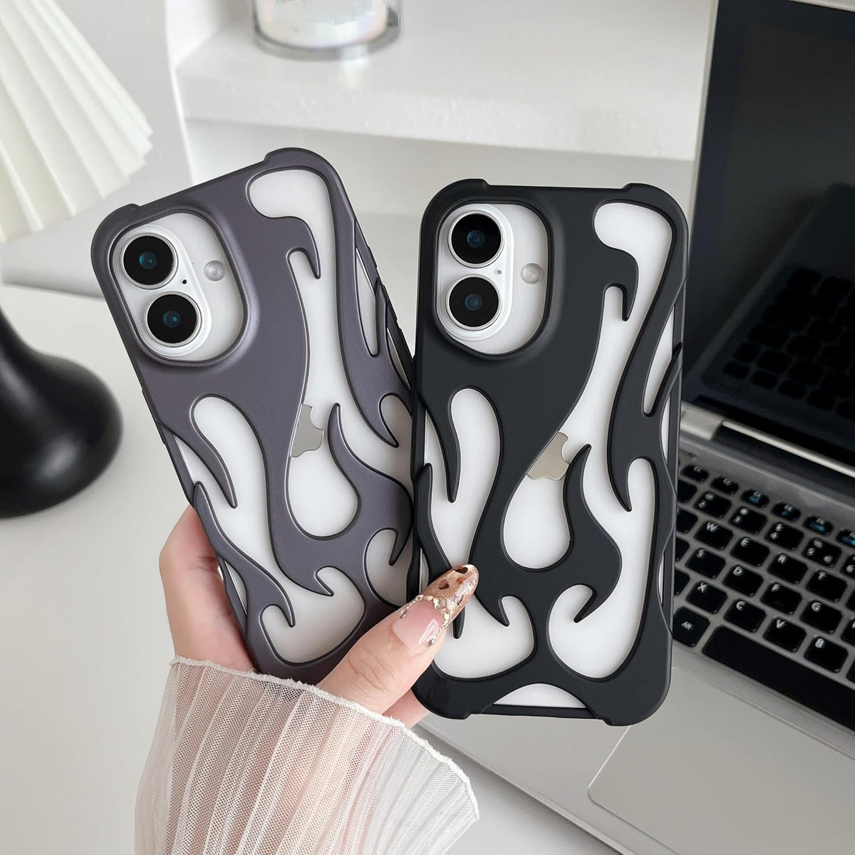 Heat Dissipation for iPhone Case, Solid Color Hollow Flame Matte Soft Phone Case (Silver,for iPhone 14)