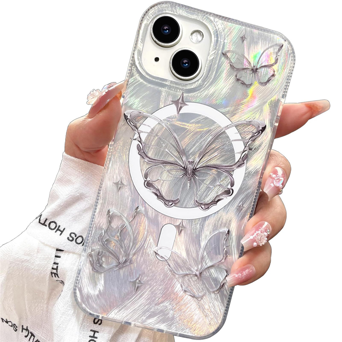 Compact Case for iPhone 15 Black cat Design,Cute Trendy Soft Slim TPU Shockproof Protective Bumper Phone Cases Cover for Women Girls Aesthetic Glitter Shiny Adorable