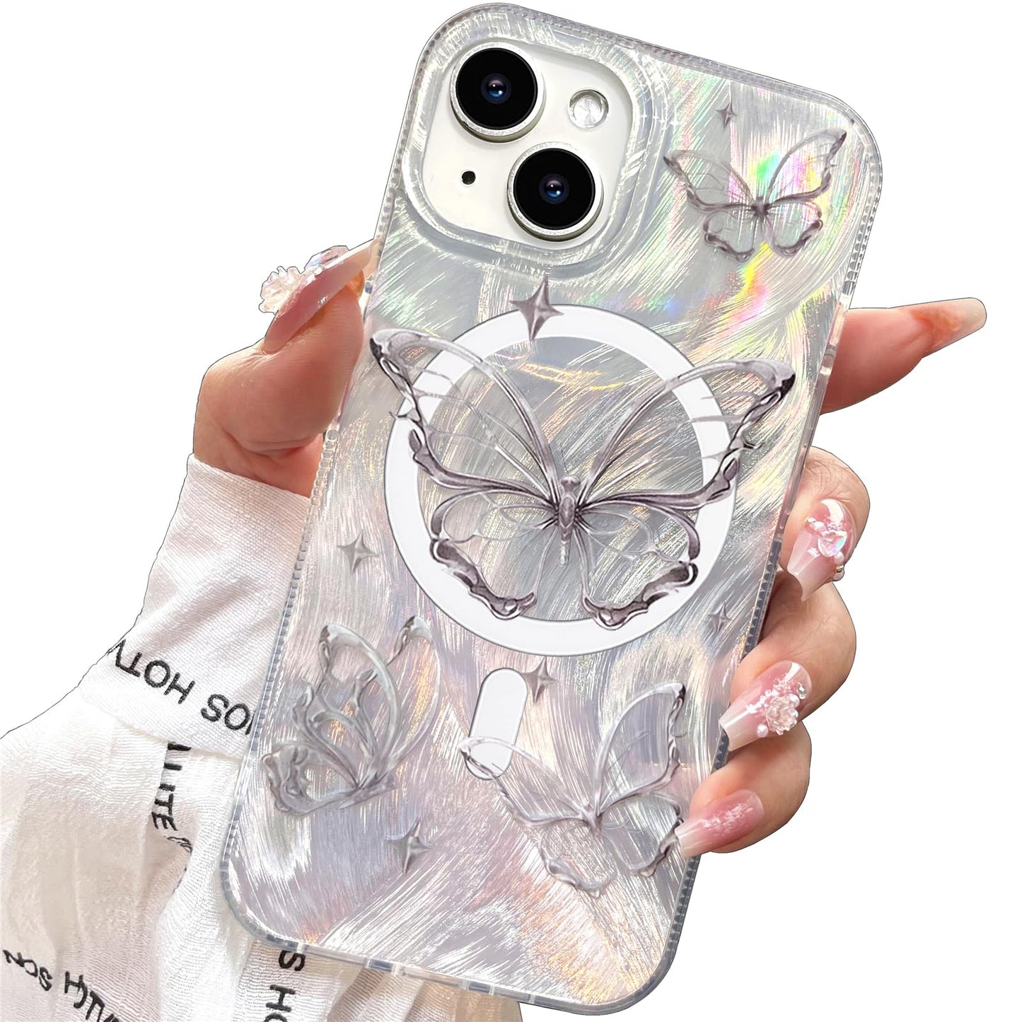 for iPhone 13 Case & iPhone 14 Case Shiny black cat-Purple Design,Cute trendy Soft Slim TPU Shockproof Protective Bumper adorable Phone Cases Cover for Women Girls Aesthetic,iphone 14/13 6.1"