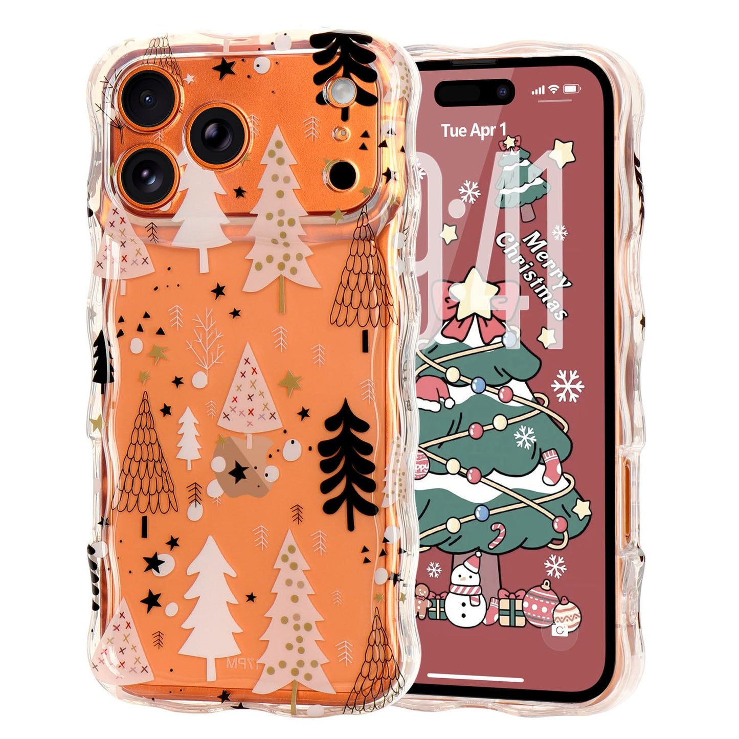 Christmas Phone Case for iPhone Air Wavy Clear Xmas,Candy Cane | Cute Curly Wavy Merry Xmas Pattern Case Clear Santa Snowman Elk Cover for Girls Kids Women Slim Protective Cover