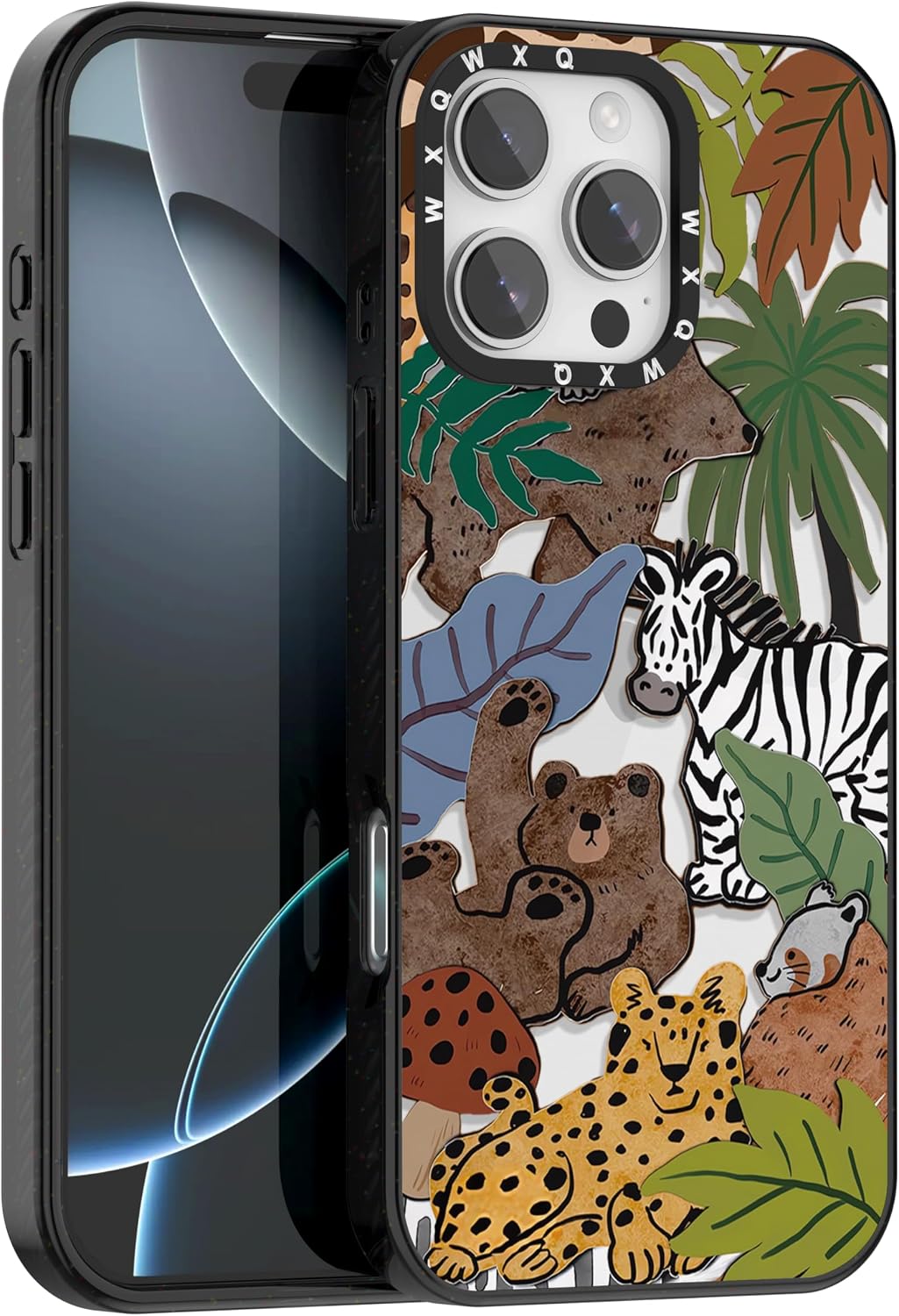 for iPhone 16 pro max Graffiti of Cartoon Animal Clear Phone Case | TPU+PC Premium Painted Anti-Drop Phone Case Superior Shock Absorption Military-Grade Drop Protection cover