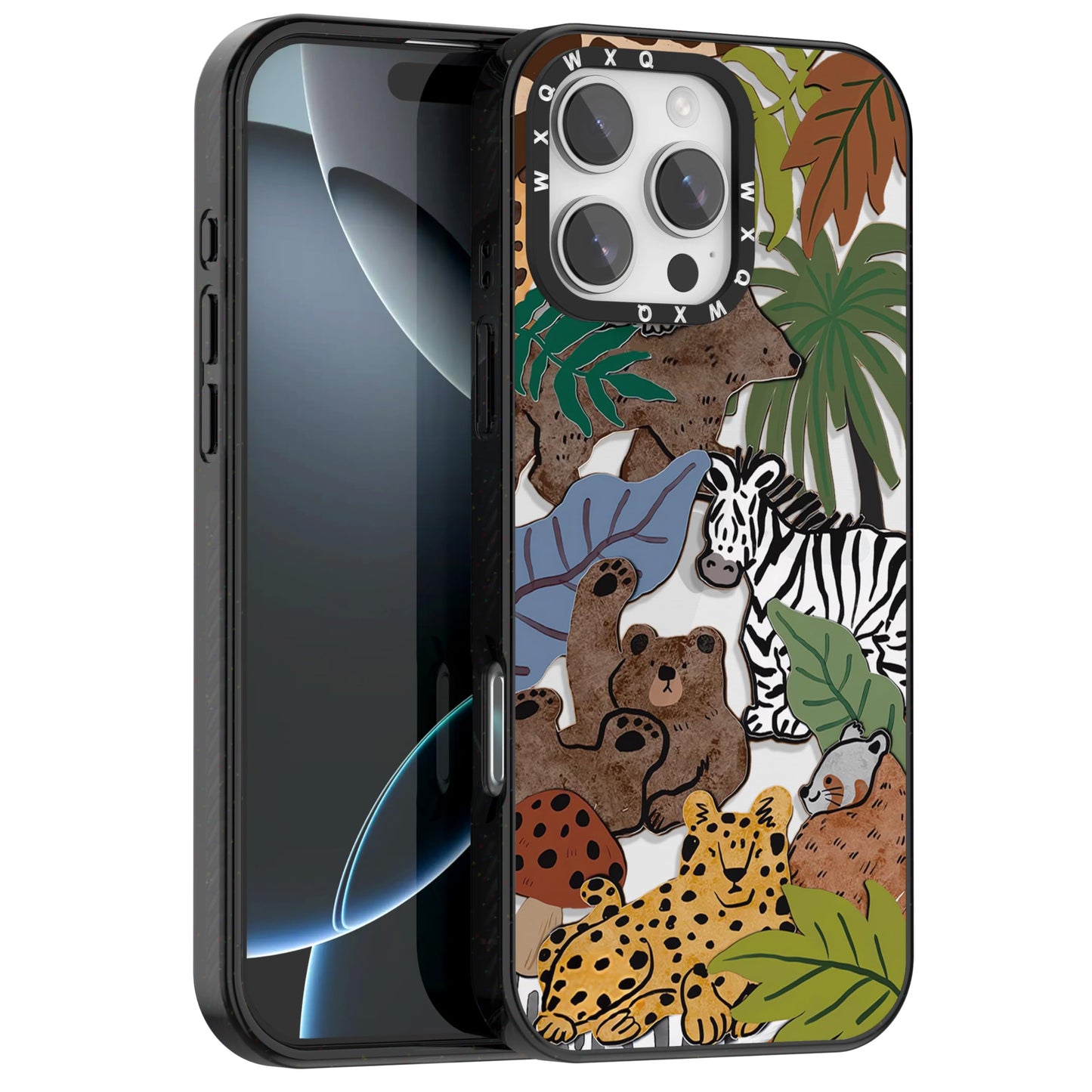 for iPhone 16 pro max Graffiti of Cartoon Animal Clear Phone Case | TPU+PC Premium Painted Anti-Drop Phone Case Superior Shock Absorption Military-Grade Drop Protection cover