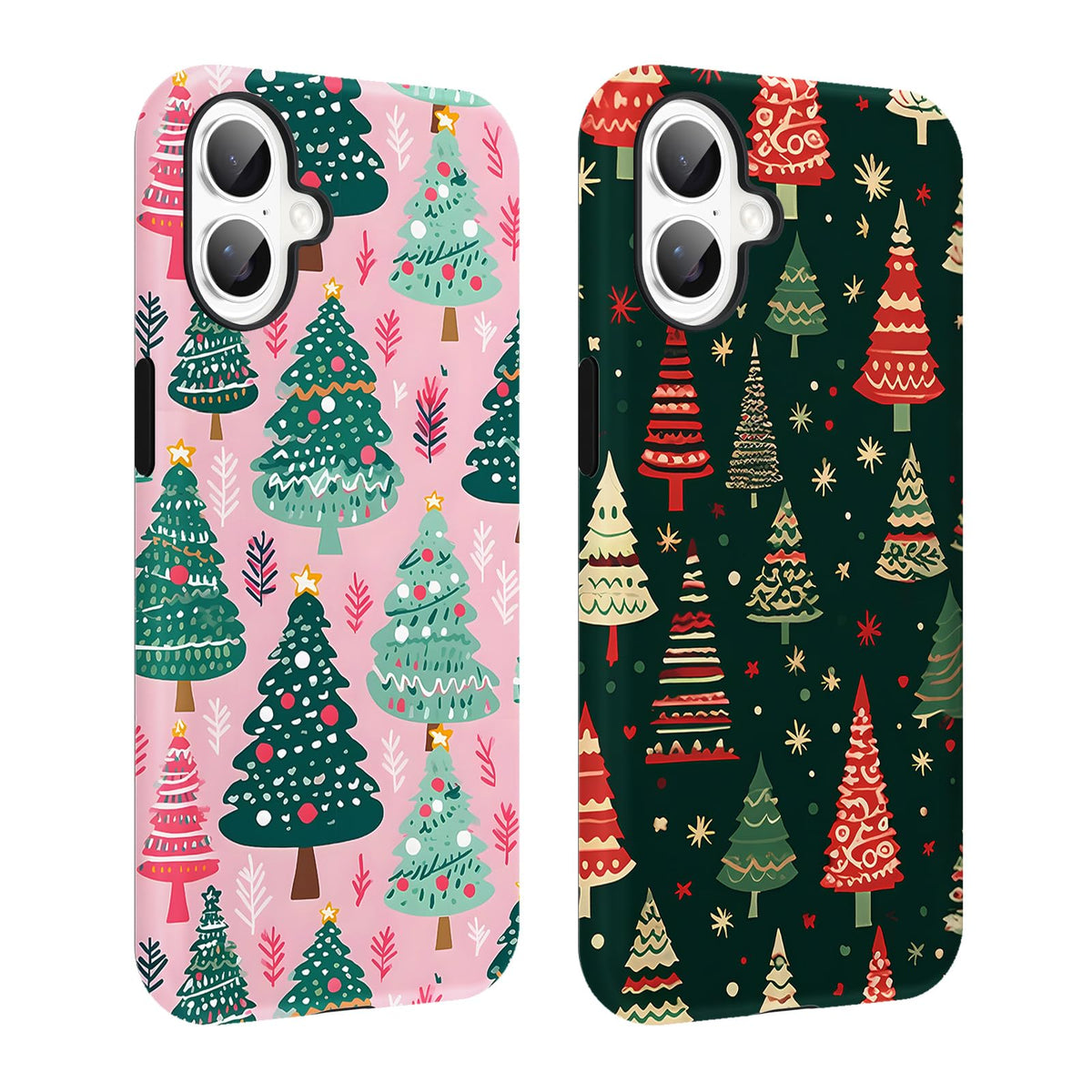 2 Pack Merry Christmas Tree Phone Case for iPhone 13 / iPhone 14 Case 6.1", Cute Xmas Snowflake Pattern Design Phone Cover Hard PC Shockproof Soft TPU Matte Protection Funda for Girls Women