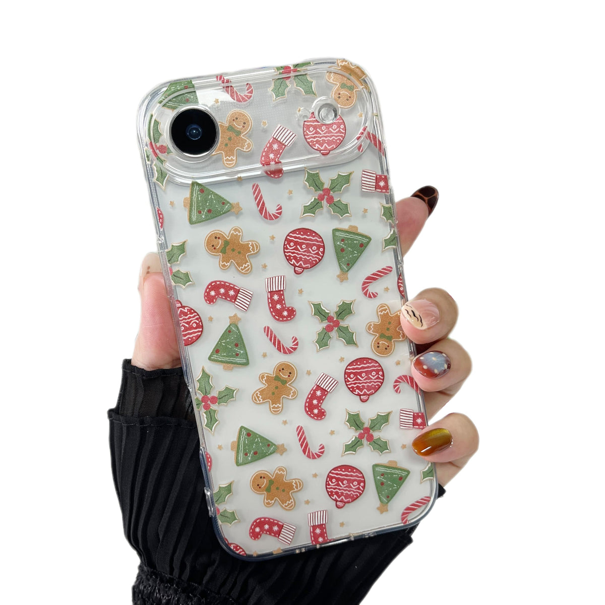 ZTOFERA Christmas Phone Case for iPhone 12 6.1 inch,Clear Cute Merry Christmas Pattern Phone Case Gifts Transparent Hard PC +TPU Bumper Shockproof Protective Cover-Gingerbread Man