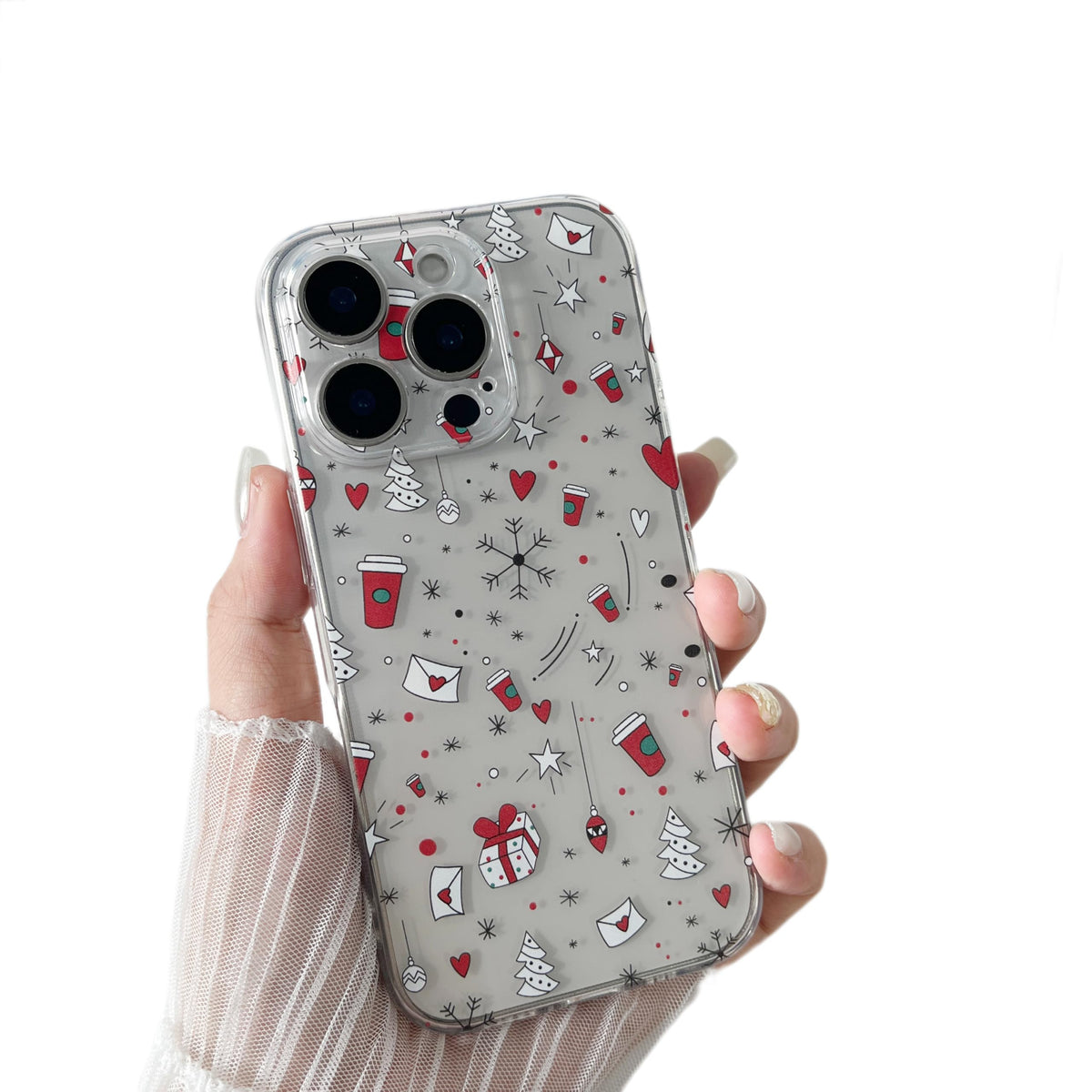 ZTOFERA Christmas Phone Case for iPhone 12 6.1 inch,Clear Cute Merry Christmas Pattern Phone Case Gifts Transparent Hard PC +TPU Bumper Shockproof Protective Cover-Gingerbread Man