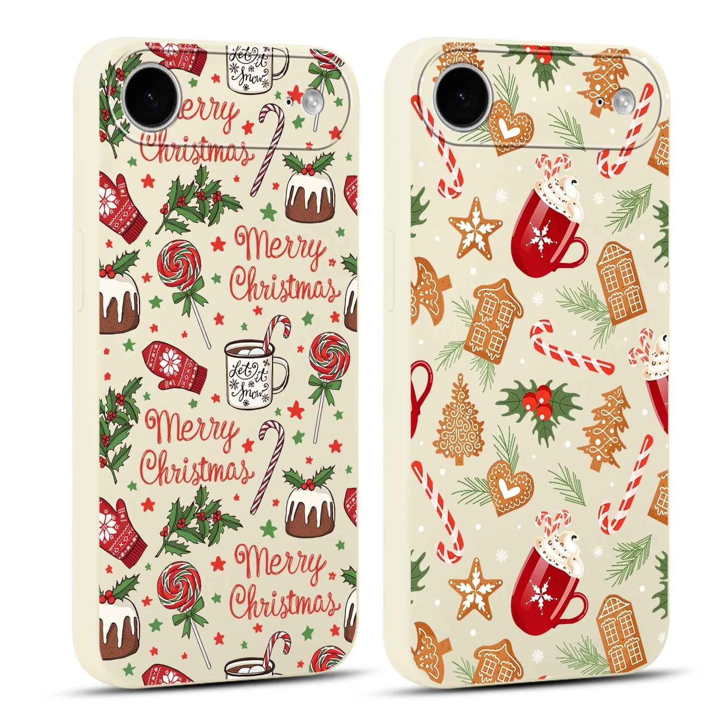 2 Pack Merry Christmas Phone Case for iPhone 13 / iPhone 14 6.1", "Cute Xmas Tree Pattern Case with Candy Design Christmas Decorations Gifts Shockproof Soft TPU Cover for Girl Women