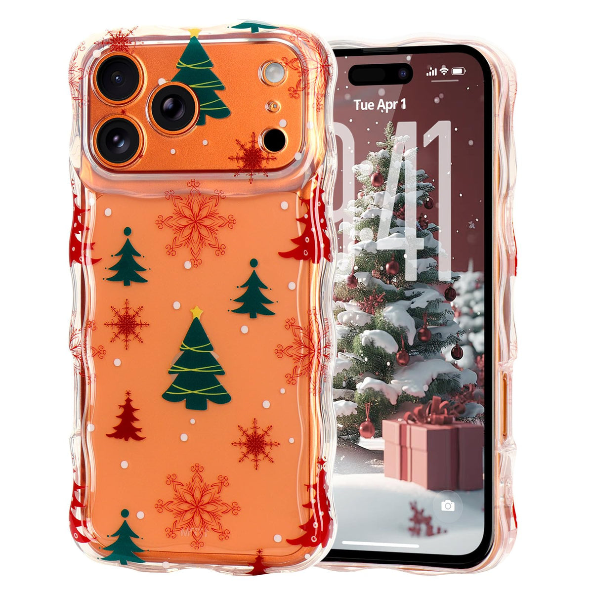Christmas Phone Case for iPhone Air Wavy Clear Xmas,Candy Cane | Cute Curly Wavy Merry Xmas Pattern Case Clear Santa Snowman Elk Cover for Girls Kids Women Slim Protective Cover